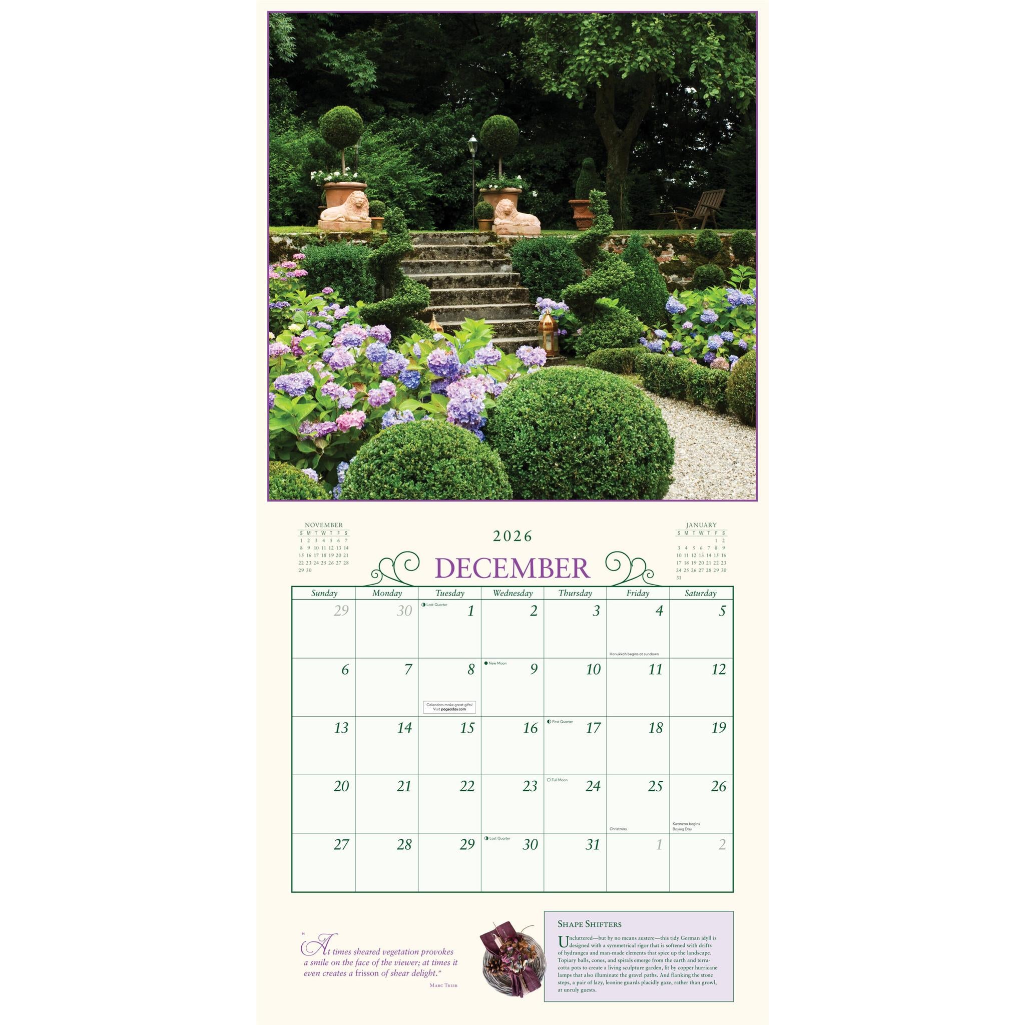 Calendrier mural Jardin secret 2026