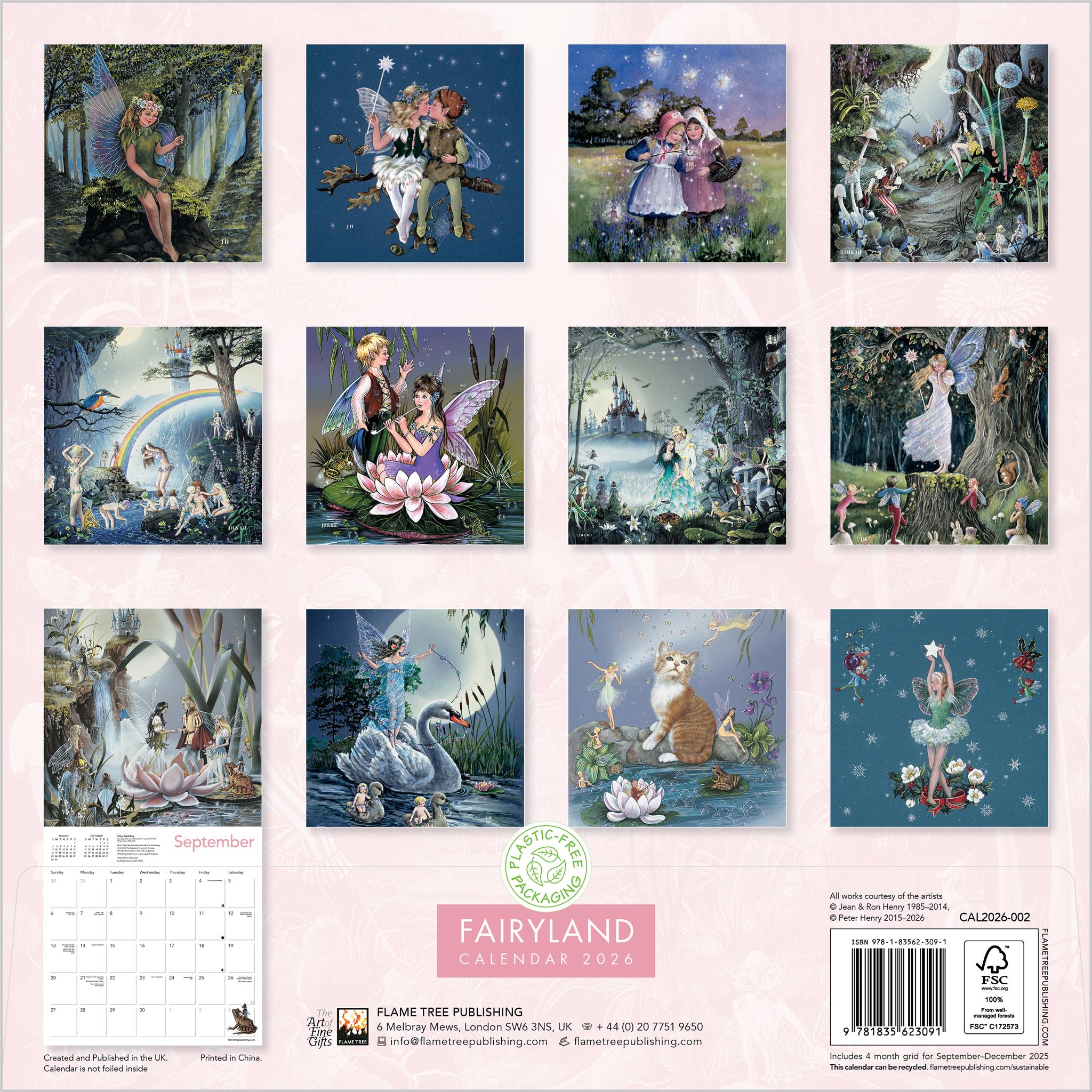 Calendrier mural Fairyland de Jean et Ron Henry 2026