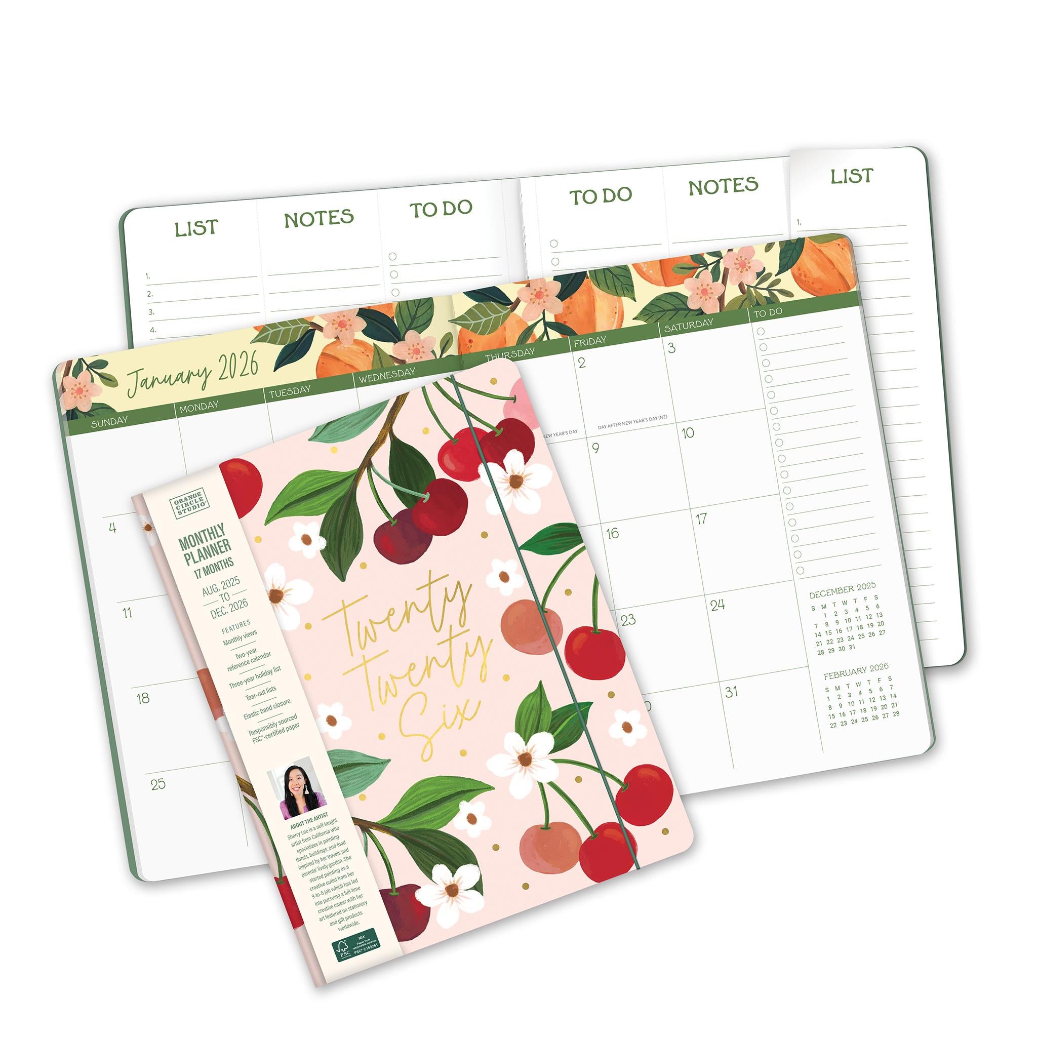 Fruit And Flora Just Right 2025-2026 Monthly Planner Calendar