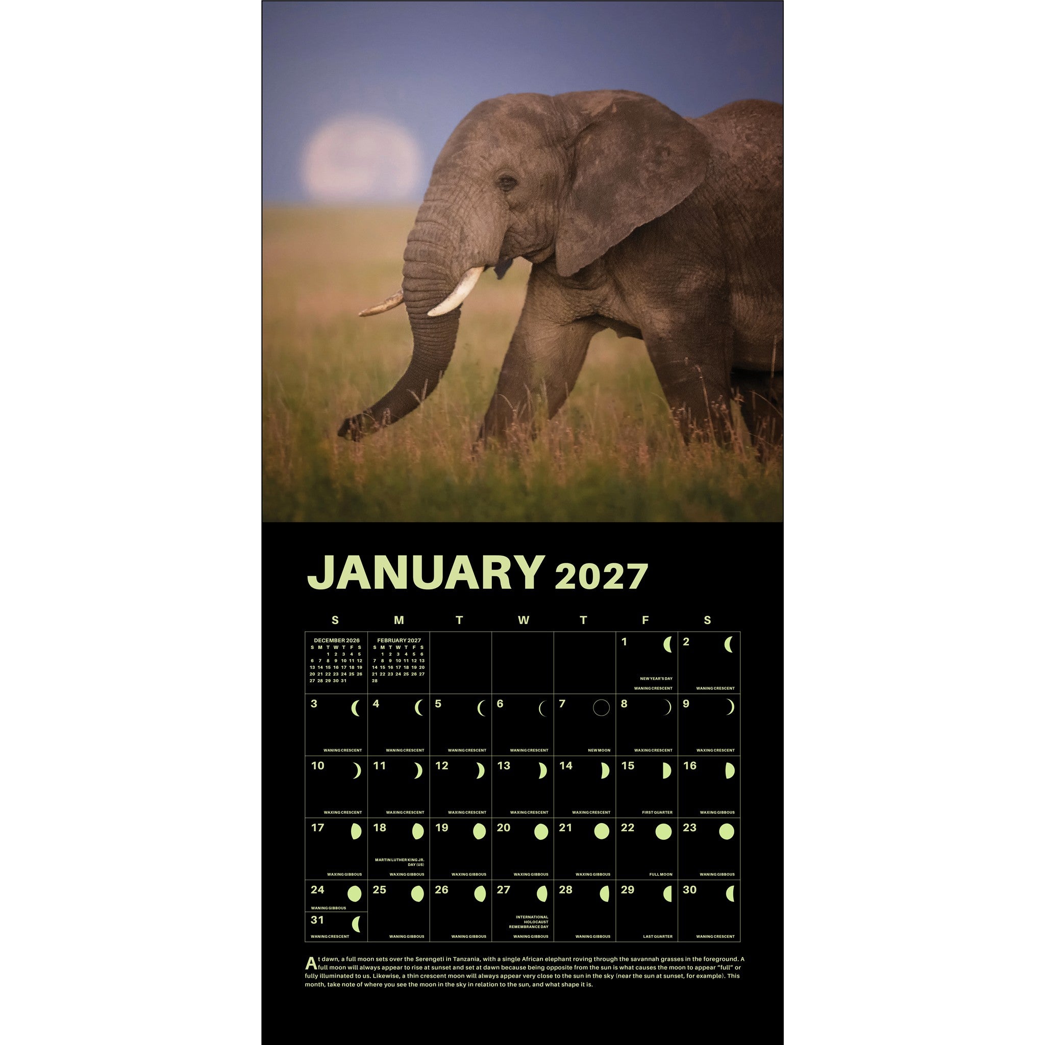 Calendrier mural Lunaire 2027