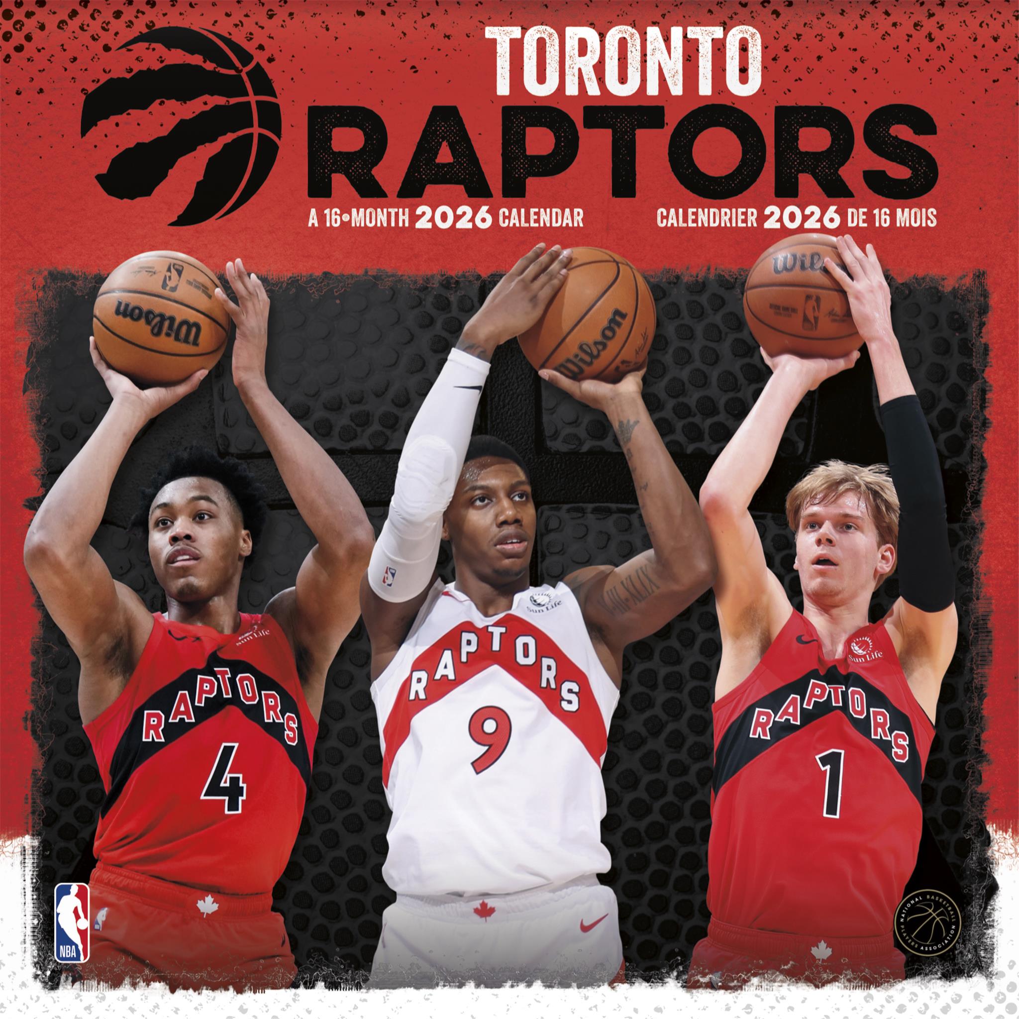 Calendrier mural bilingue des Raptors de Toronto (NBA) 2026