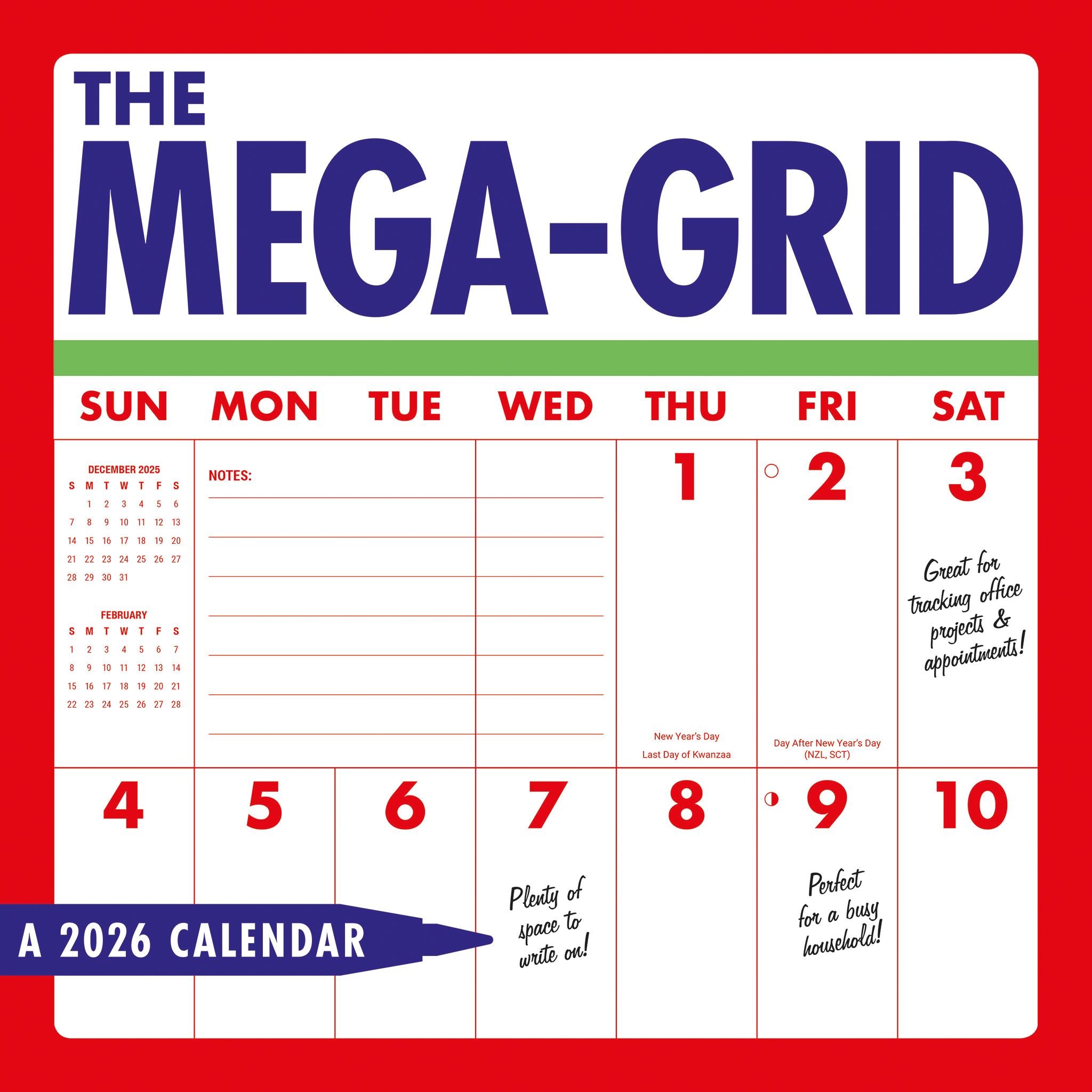 Calendrier mural Mega Grid 2026