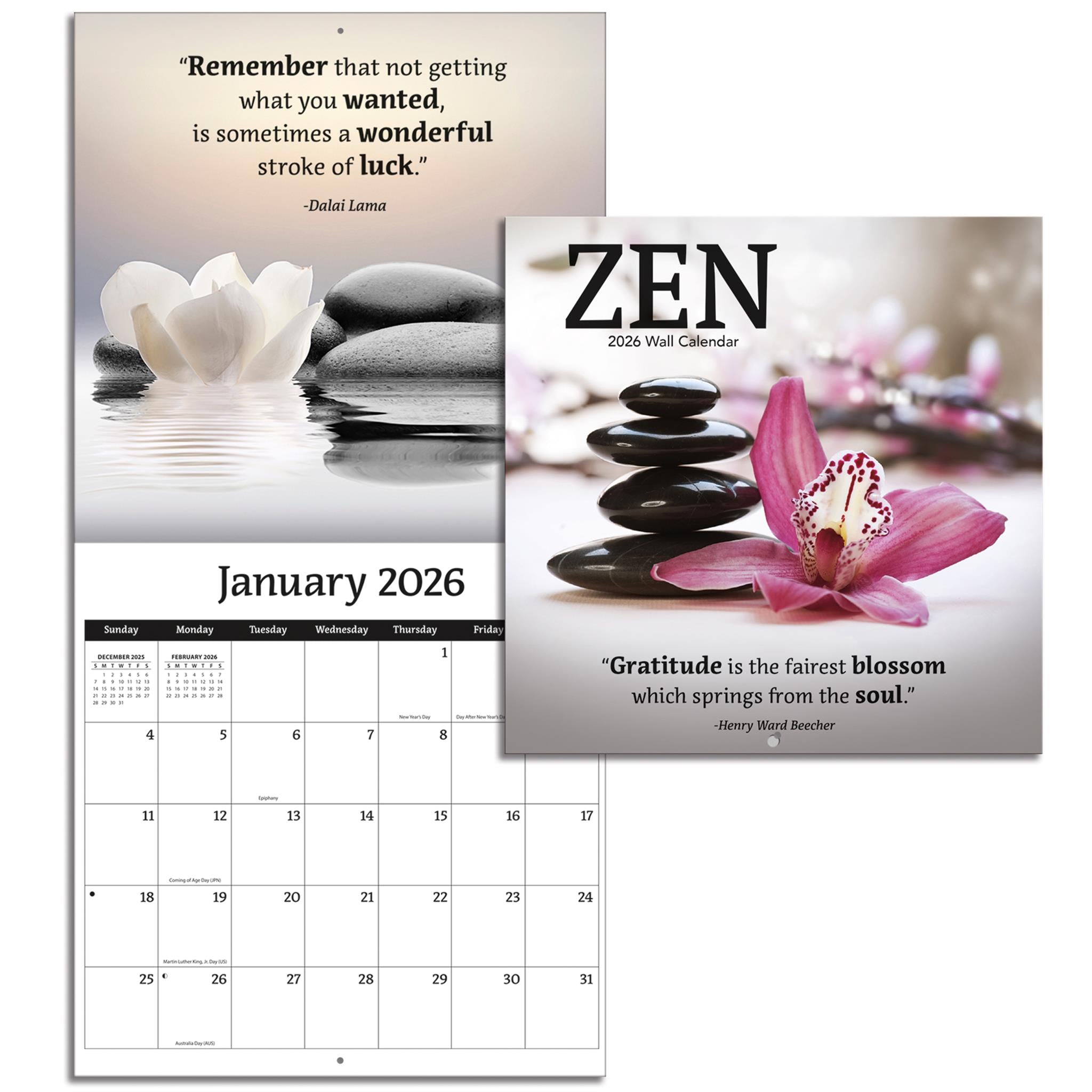 Mini calendrier Zen 2026