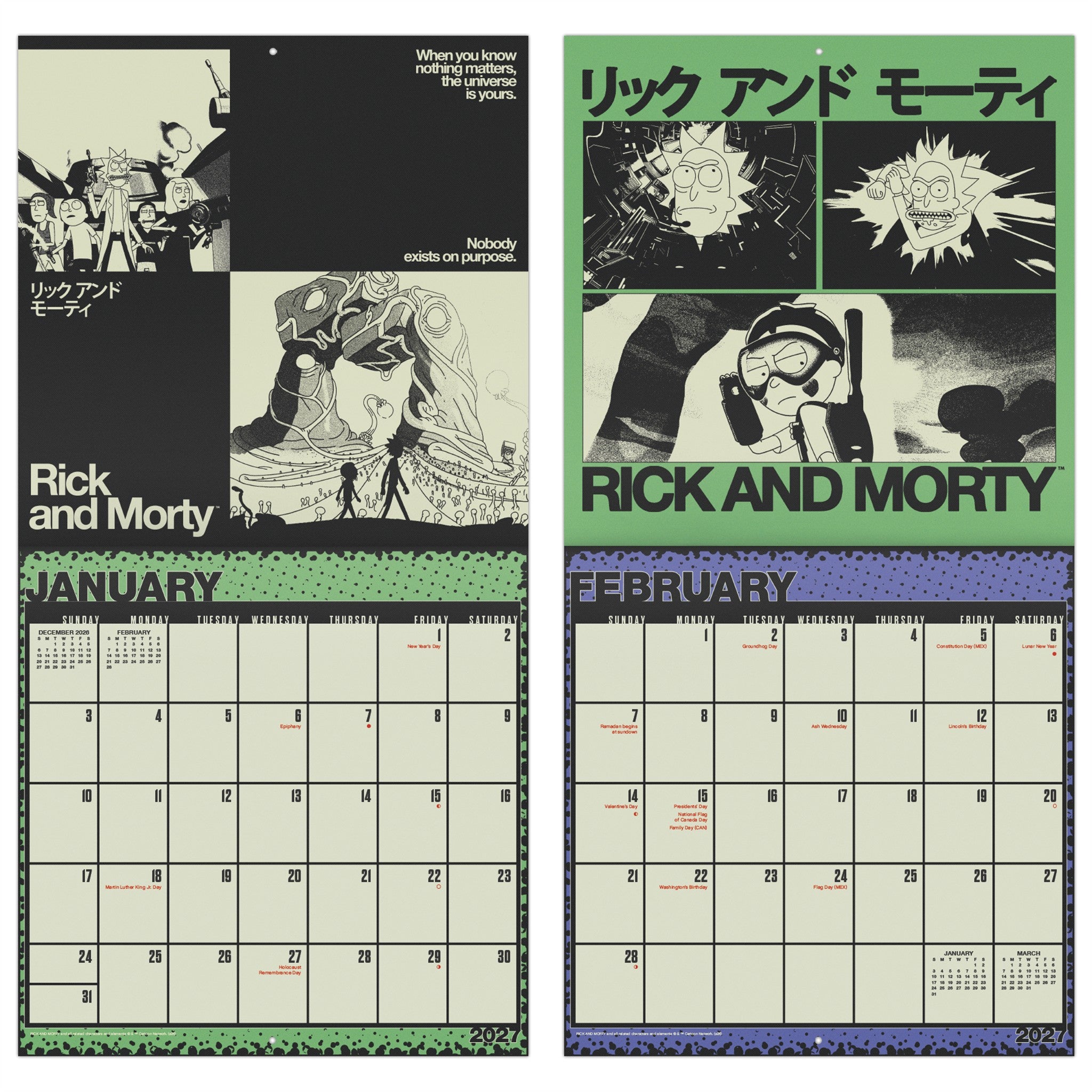 Calendrier mural Rick et Morty 2027