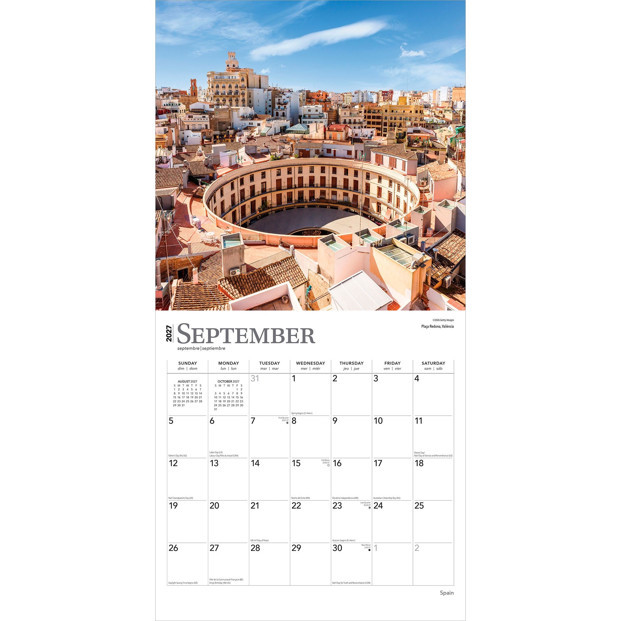 Spain 2027 Wall Calendar