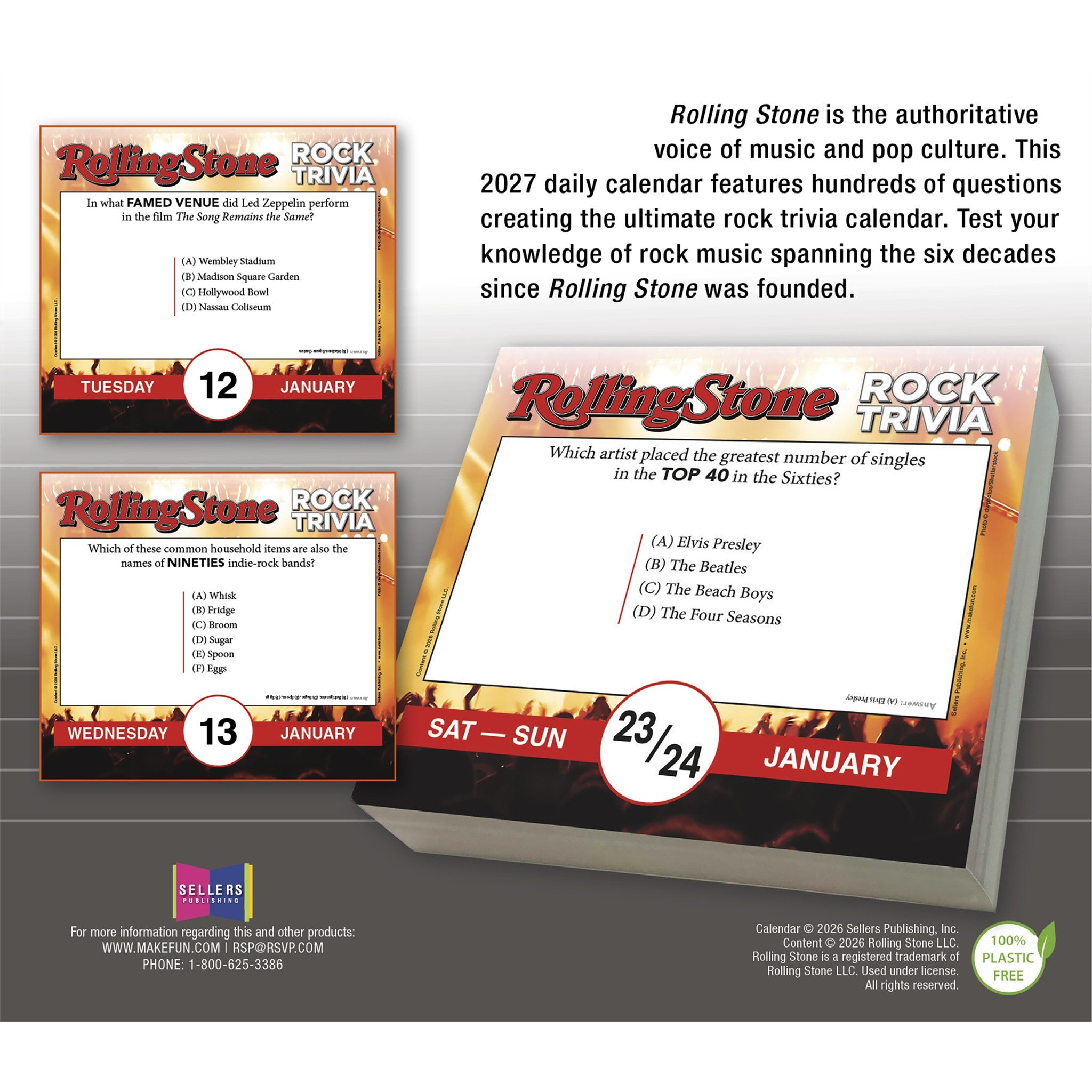 Rolling Stone Rock Trivia 2027 Box Calendar - Online Only