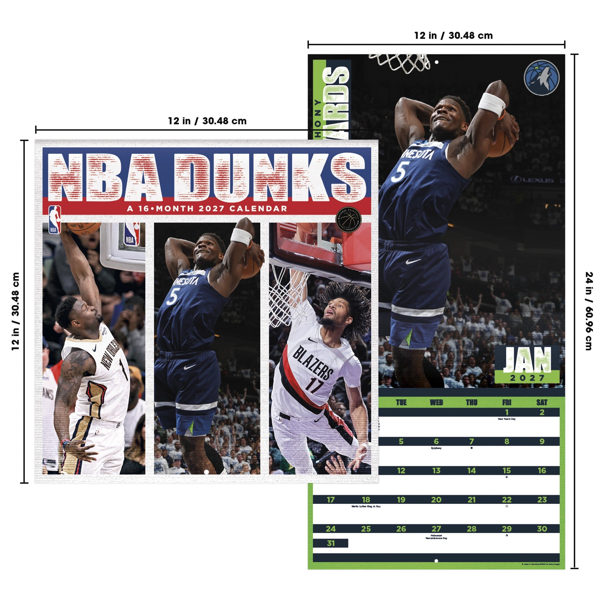 NBA Dunks 2027 Wall Calendar