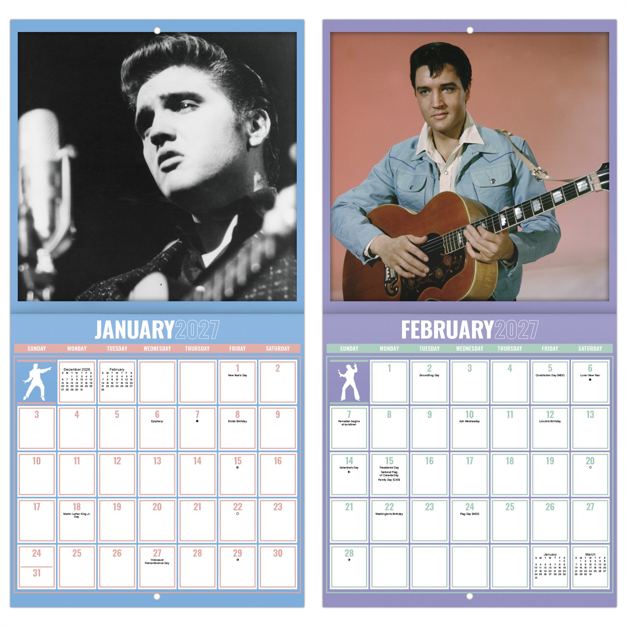 Mini calendrier Elvis Presley 2027