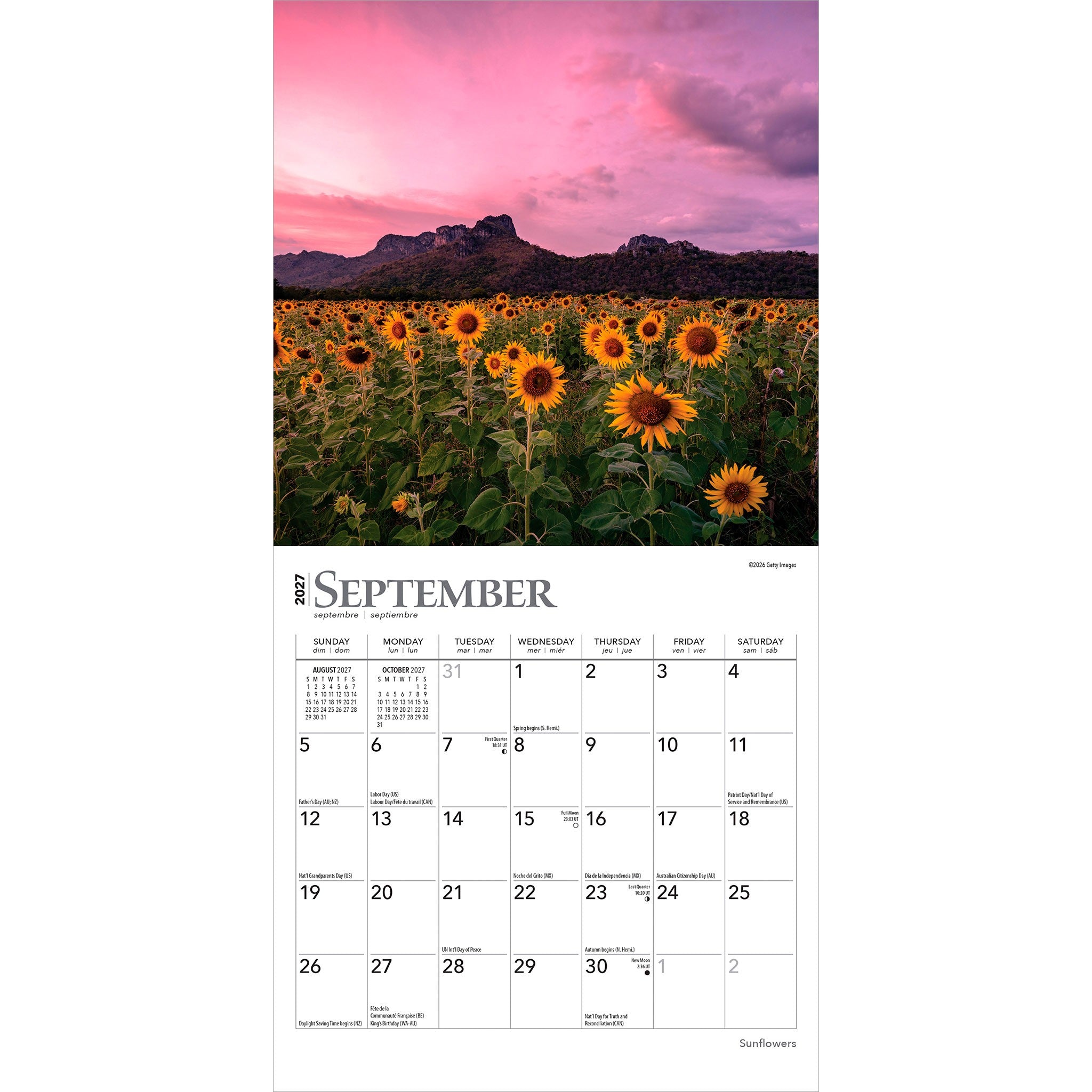 Sunflowers 2027 Mini Calendar
