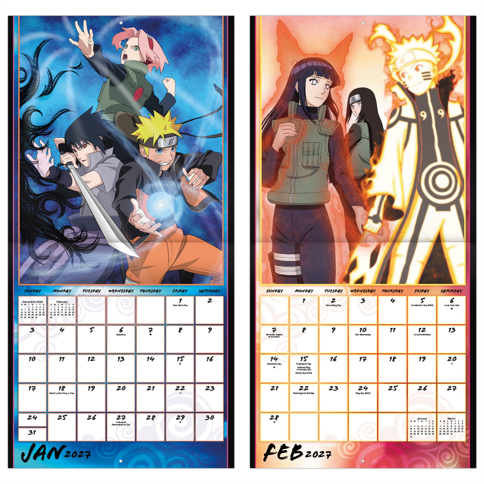Calendrier mural Naruto Shippuden 2027