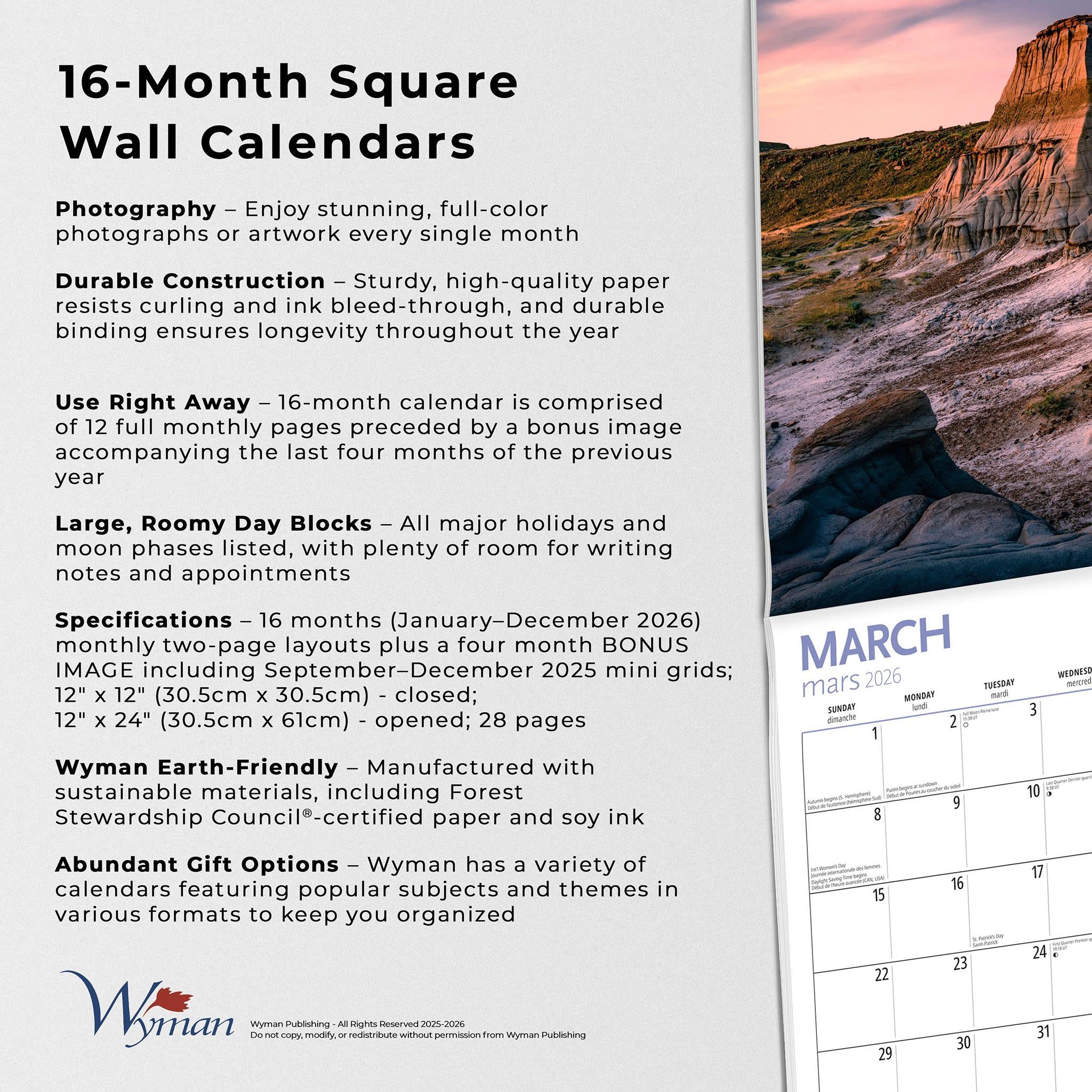 Canadian Geographic Canadian Parks 2026 Wall Calendar