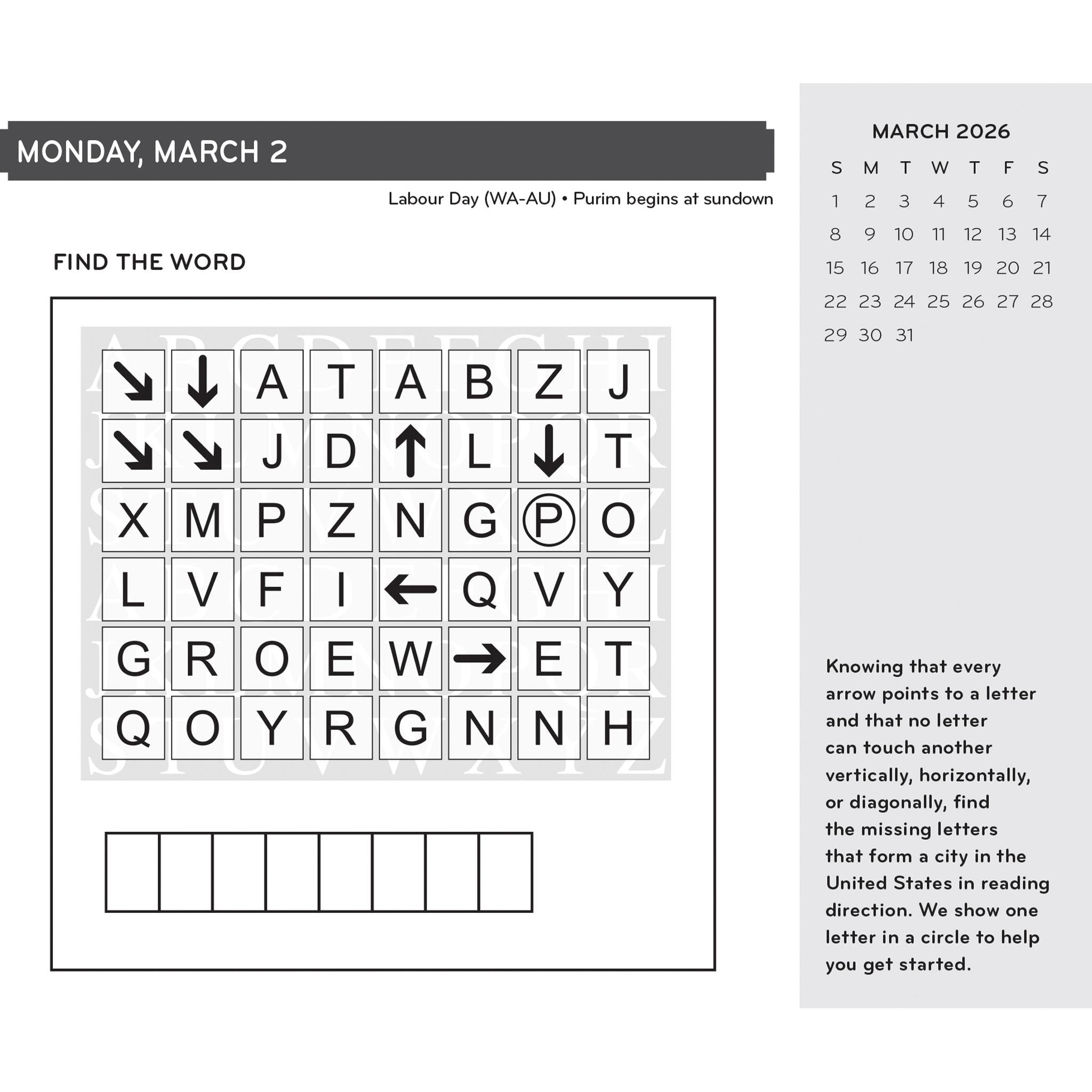 Calendrier de la boîte Brain Games 2026