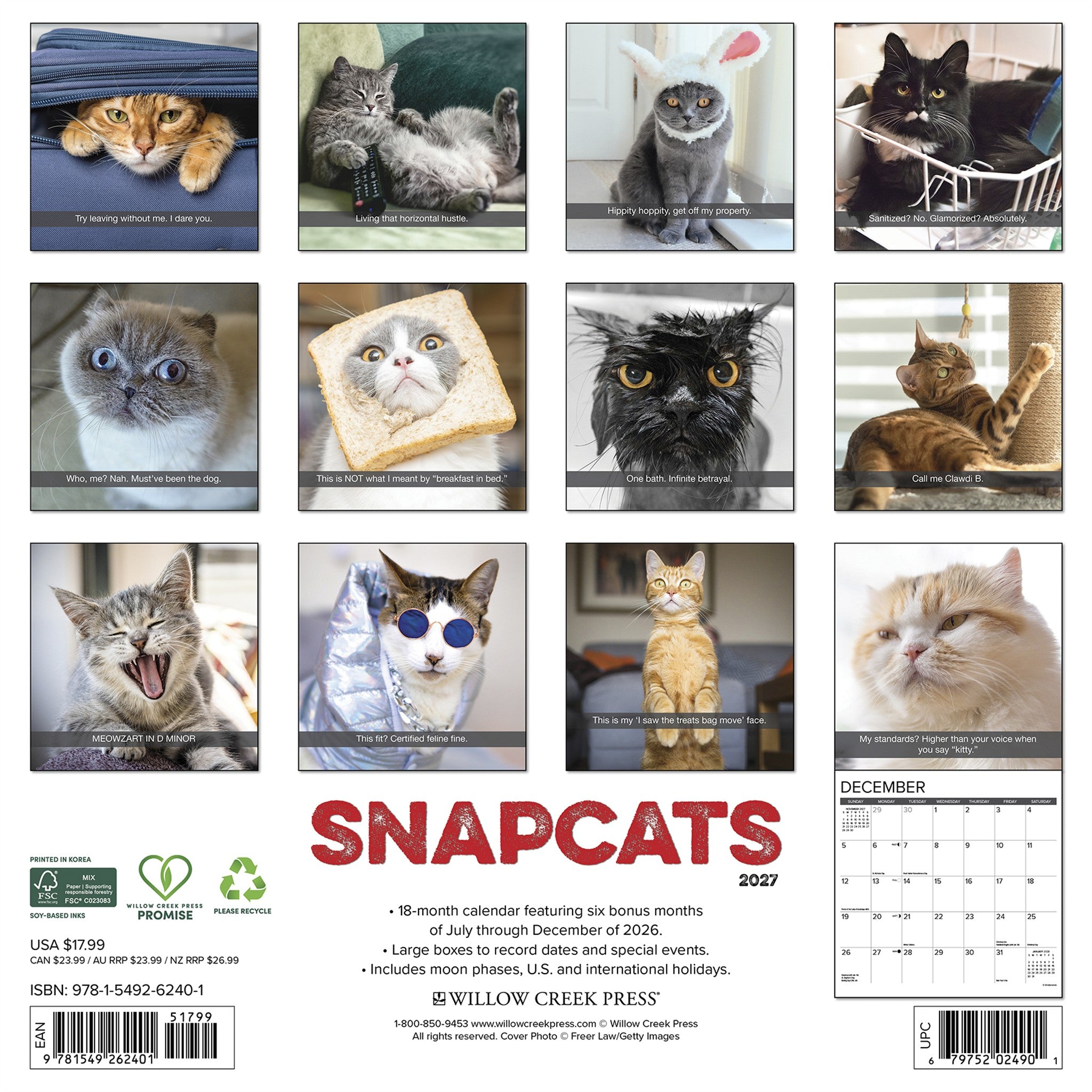 Snapcats 2027 Wall Calendar