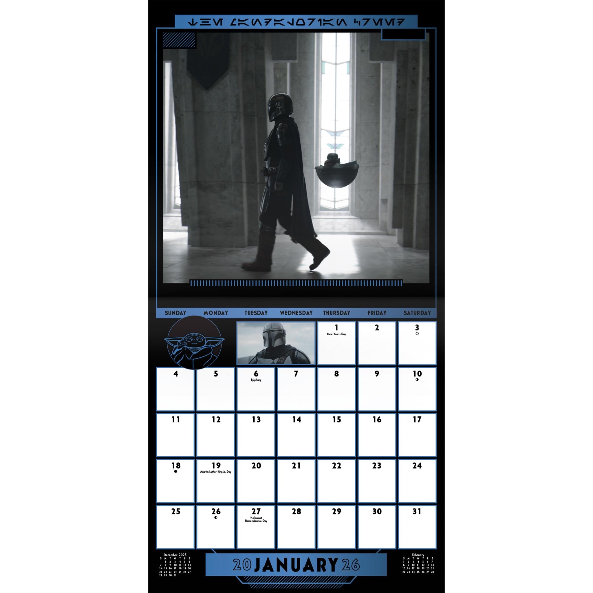 Star Wars Mandalorian 2026 Wall Calendar