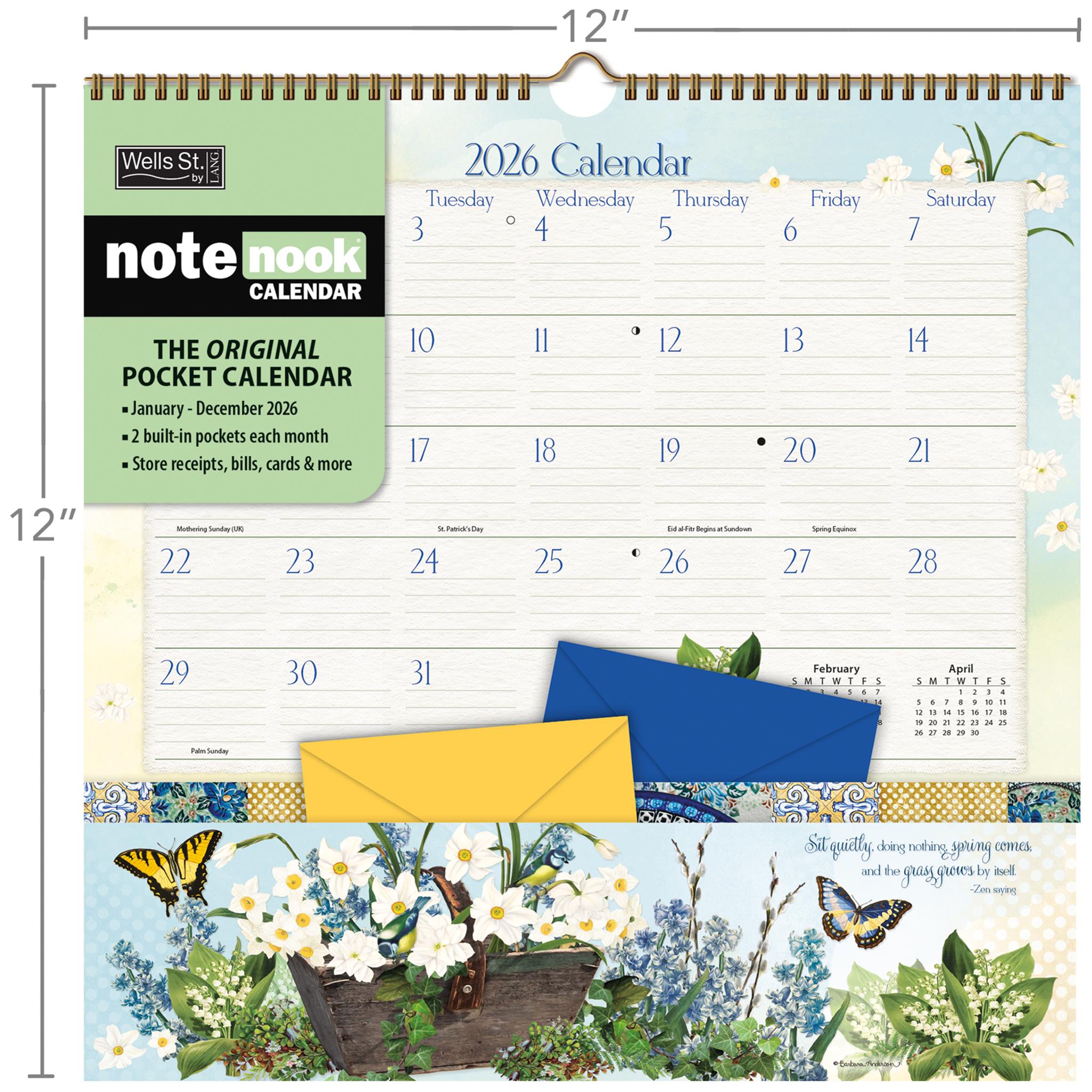 Botanical Gardens Note Nook 2026 Wall Calendar