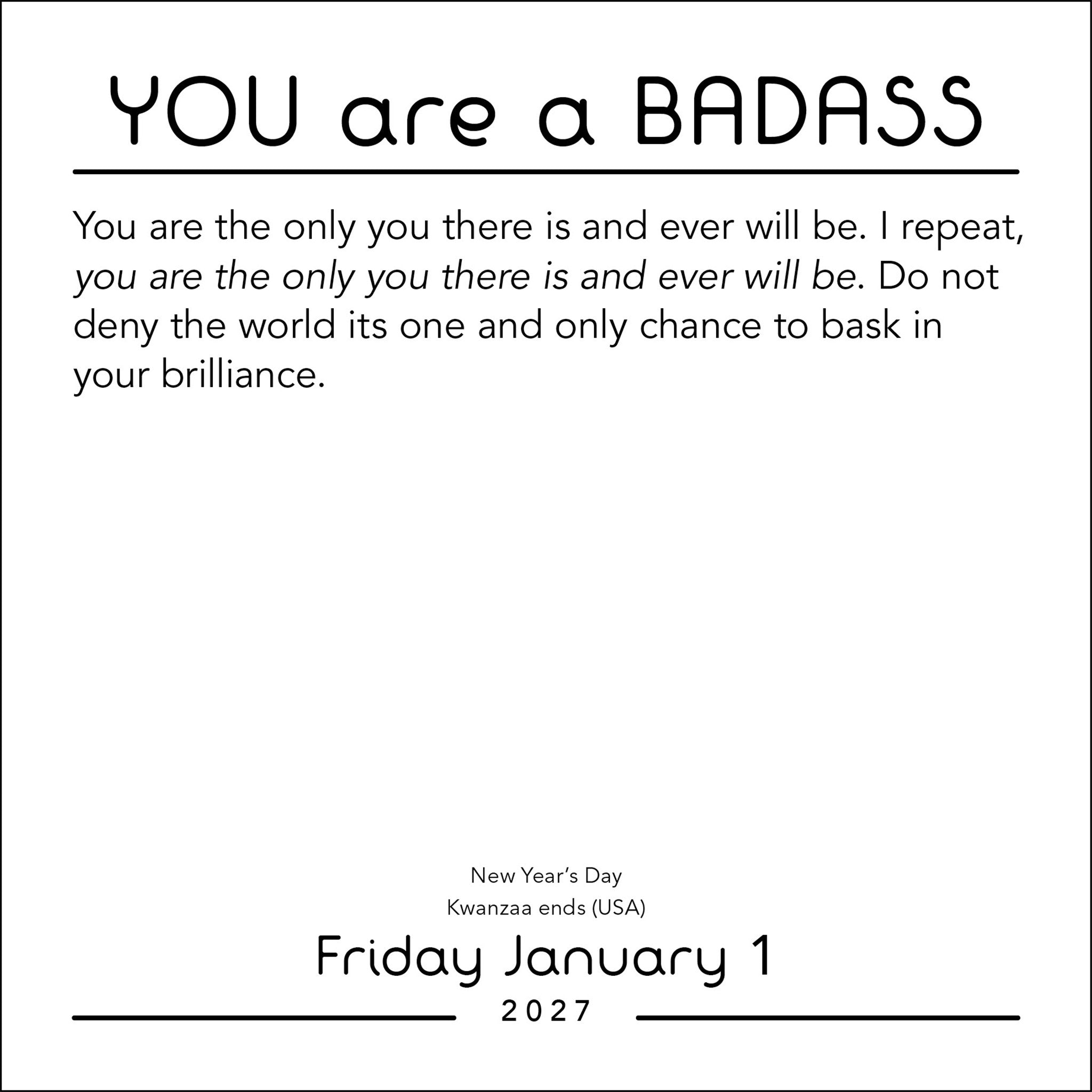 You Are a Badass 2027 Box Calendar
