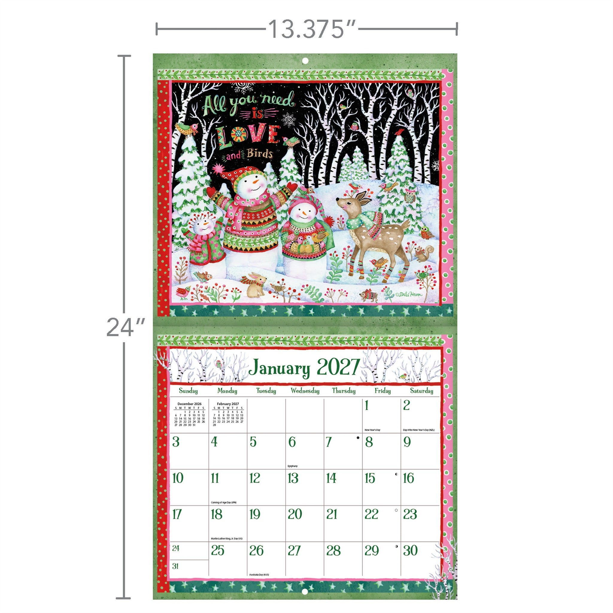Calendrier mural 2027 Inspirations simples