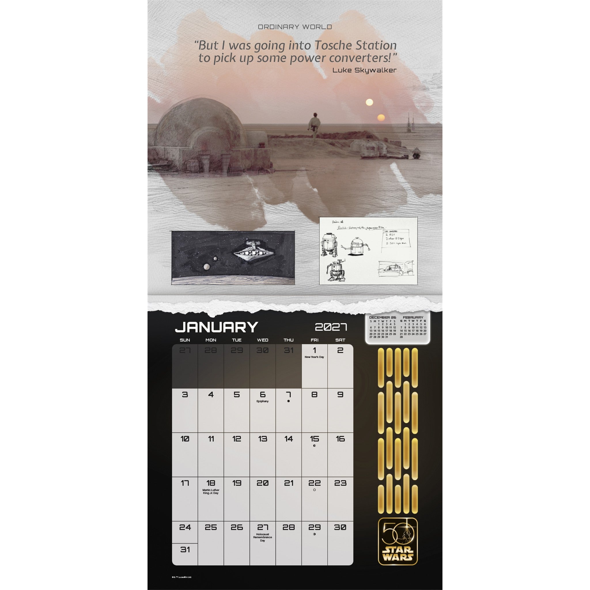 Star Wars 50th Anniversary Collector's Edition 2027 Wall Calendar