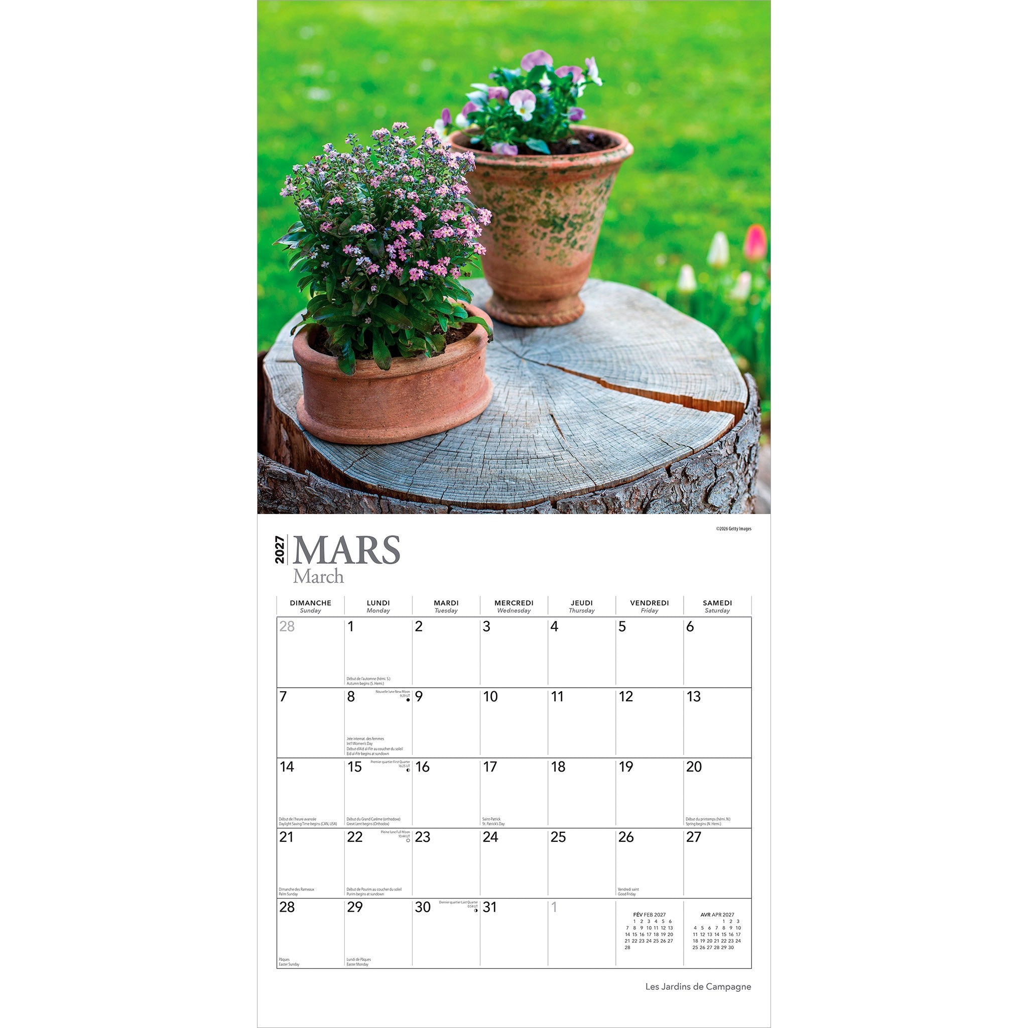 Les Jardins de Campagne 2027 Wall Calendar (French)