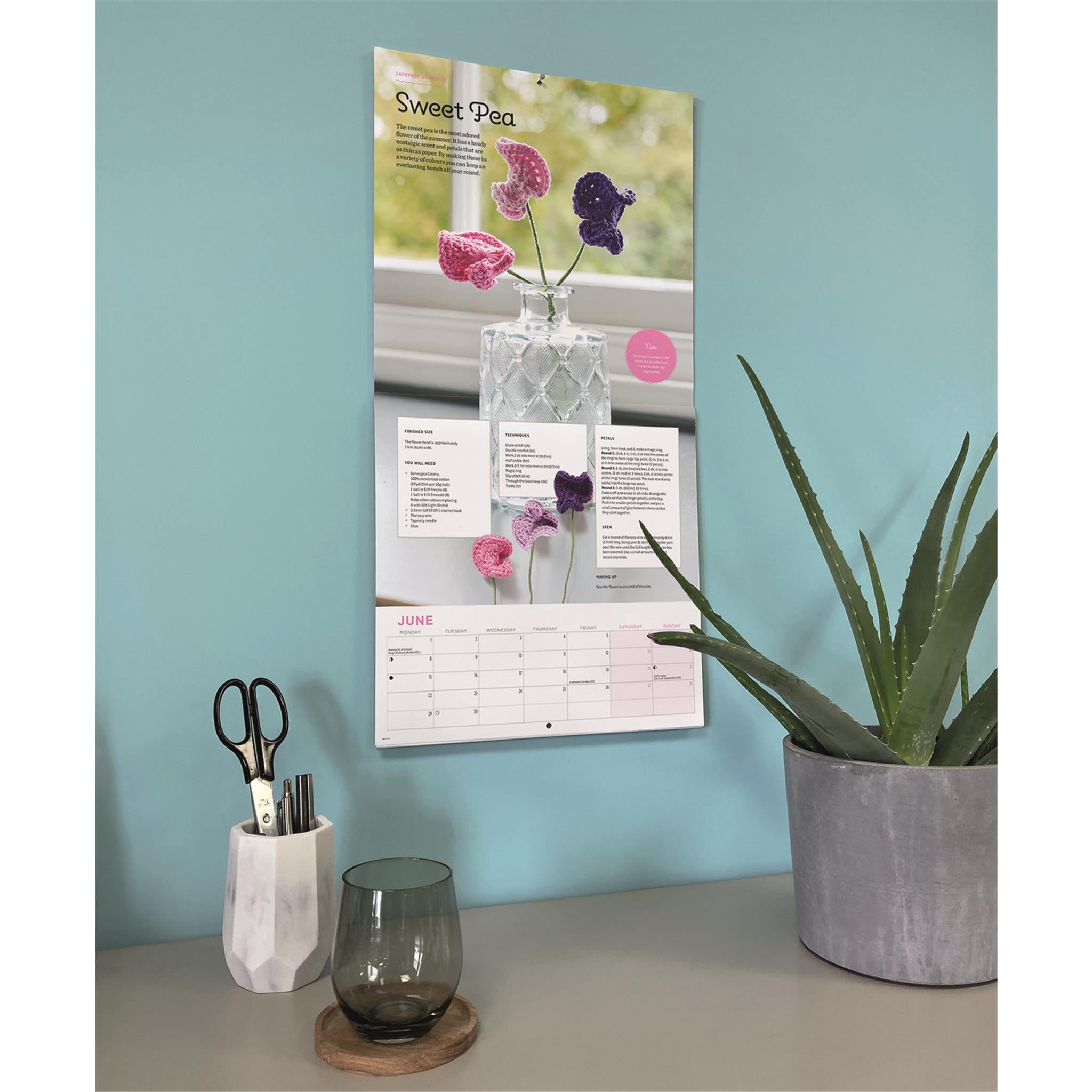 Calendrier mural 2026 des plantes d'intérieur au crochet