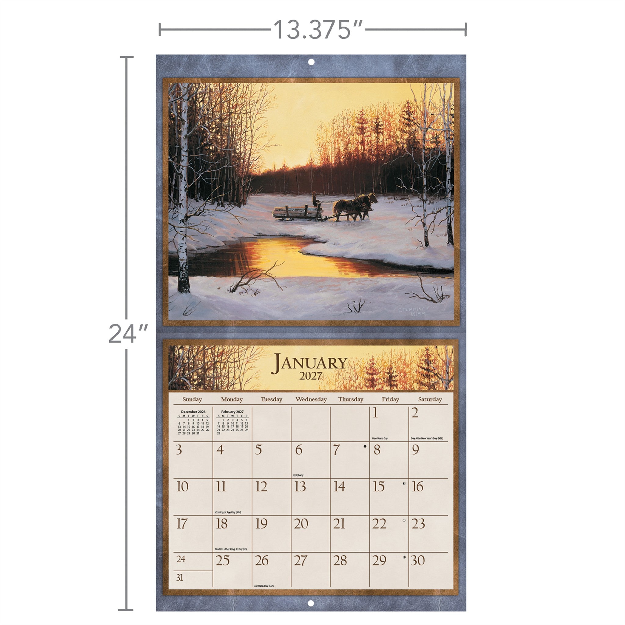 Horses in the Mist Special Edition with Print 2026-2027 Wall Calendar