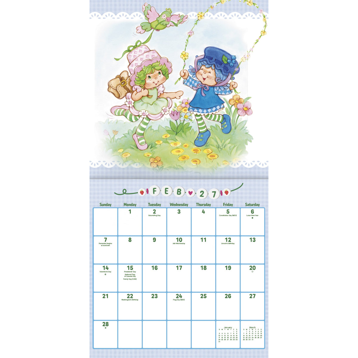 Calendrier mural exclusif Fraisinette avec autocollant 2027