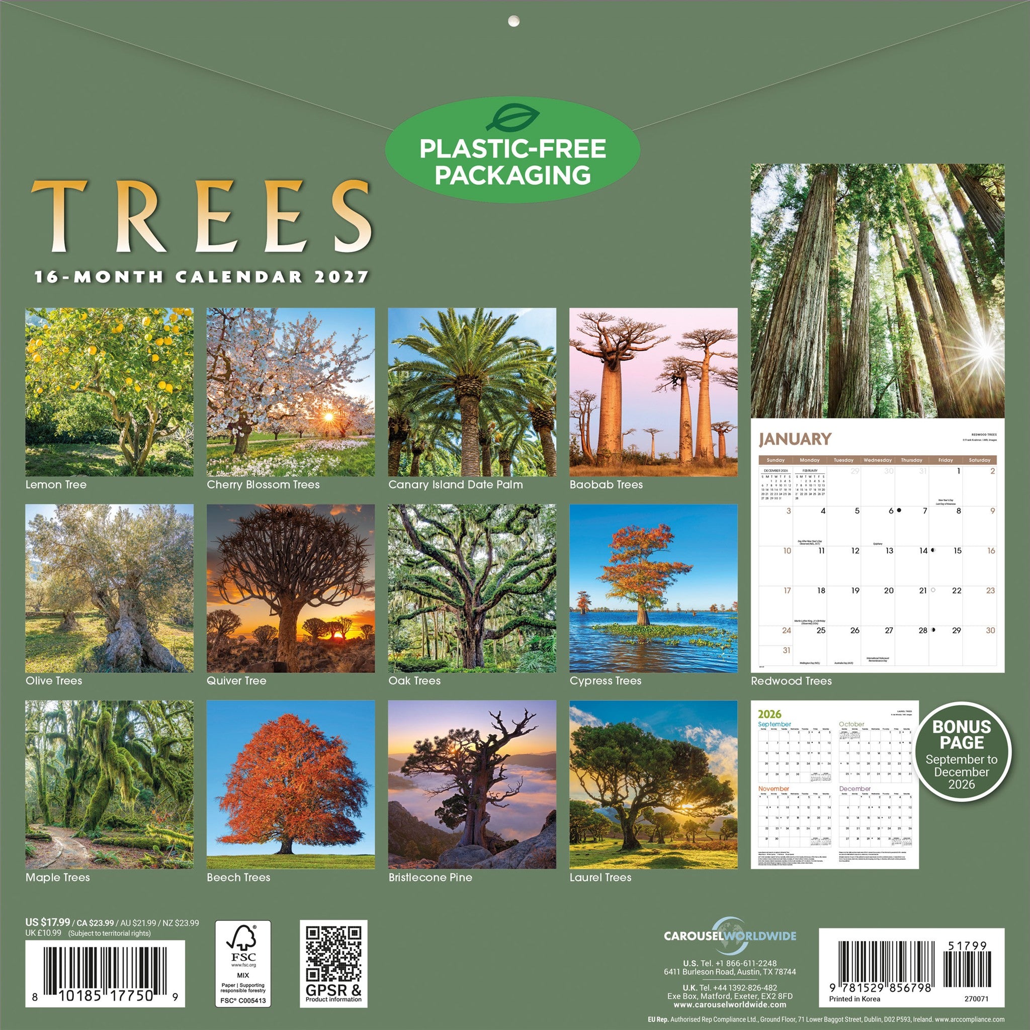Calendrier mural Arbres 2027