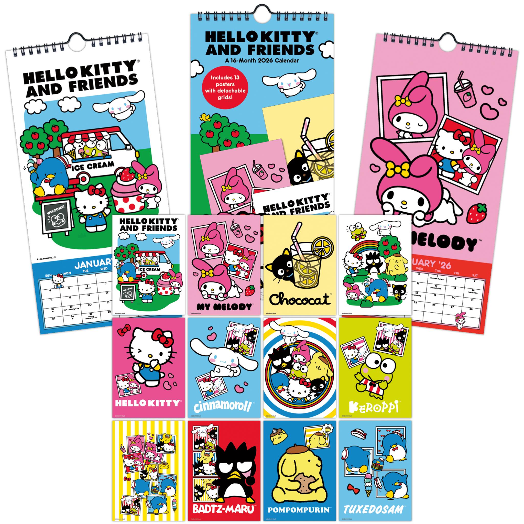 Calendrier mini-poster Hello Kitty et ses amis 2026