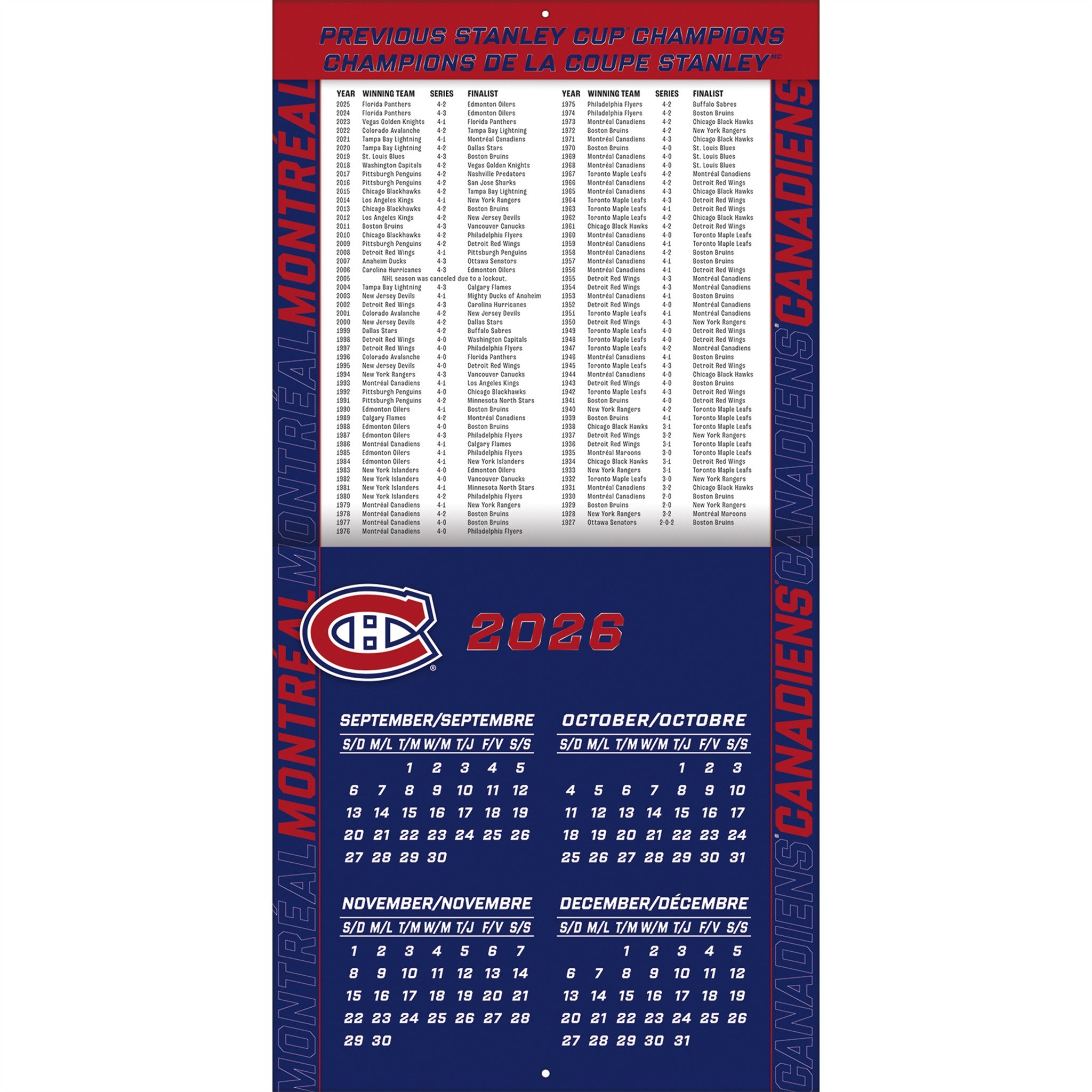 NHL Montreal Canadiens 2027 Mini Calendar