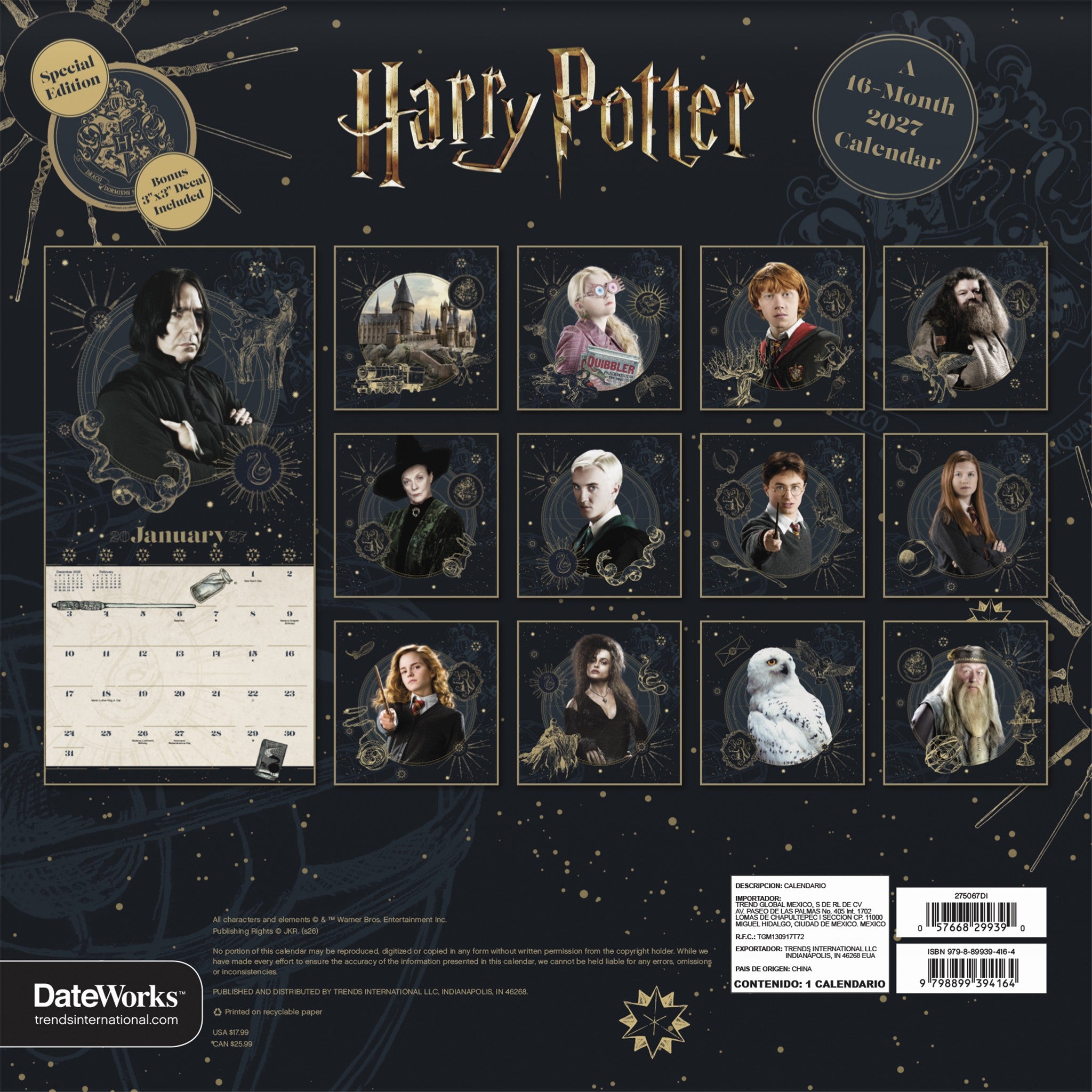 Harry Potter Exclusive with Decal 2027 Wall Calendar