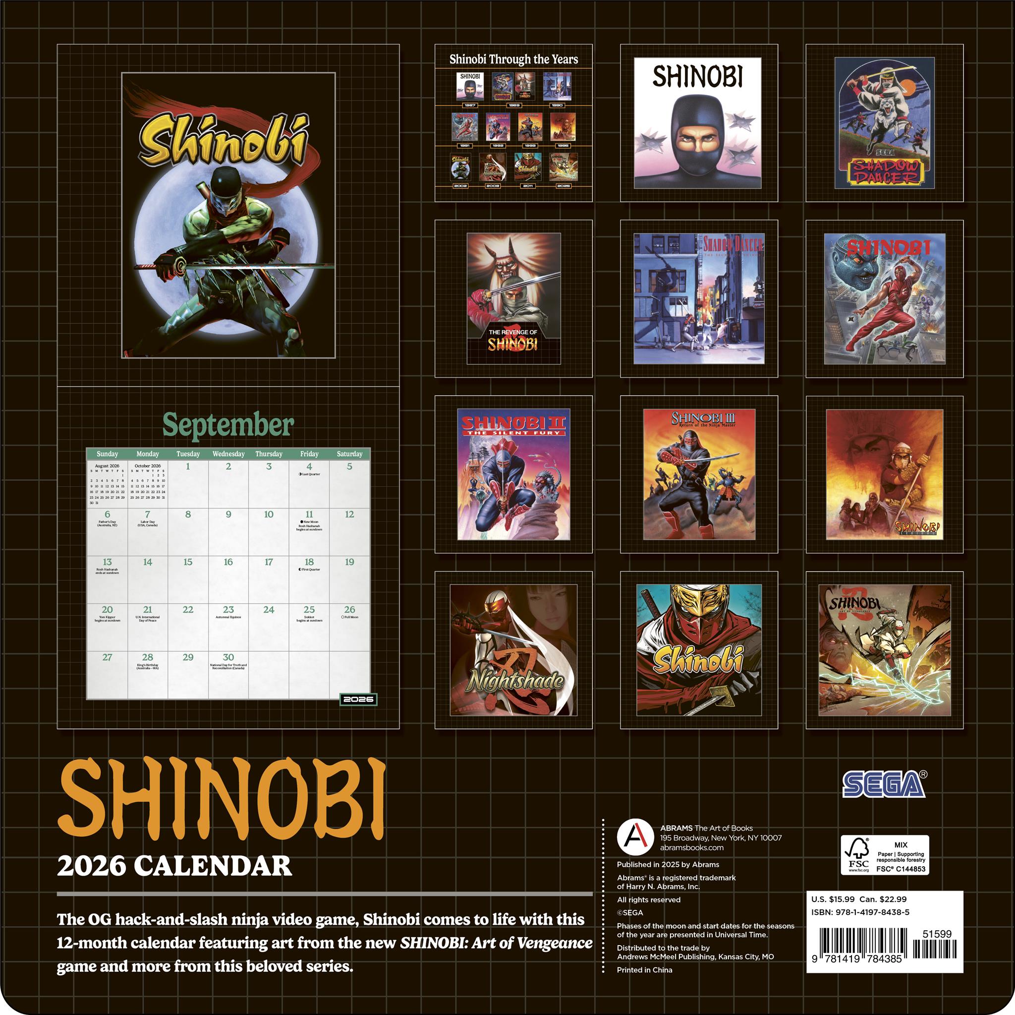 Calendrier mural Shinobi 2026 - Disponible uniquement en ligne