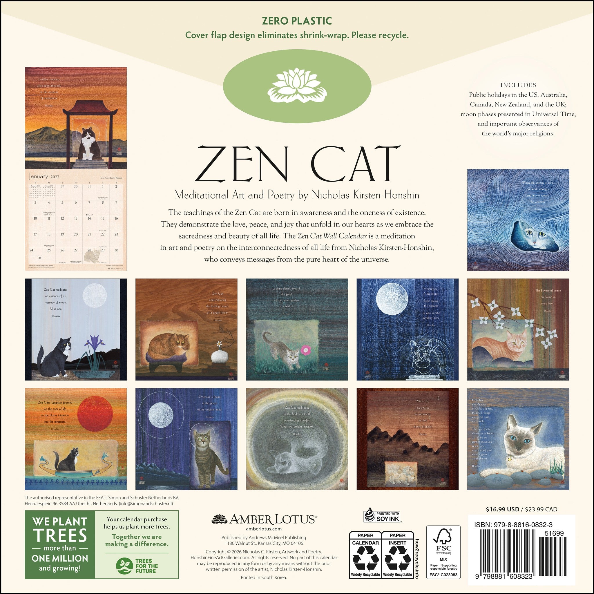 Calendrier mural Zen Cat 2027 - Exclusivement en ligne