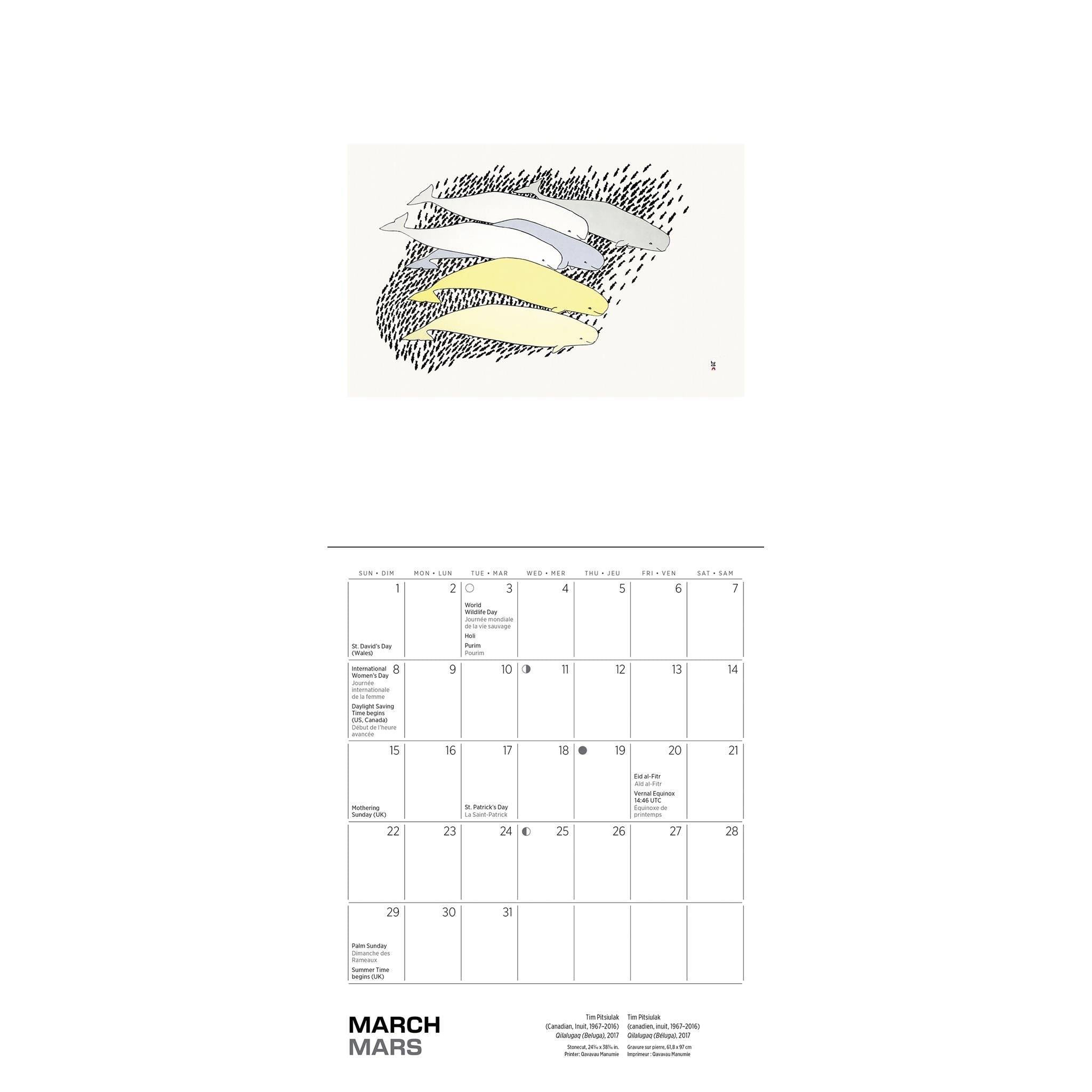 Mini-calendrier d'art inuit de Cape Dorset 2026