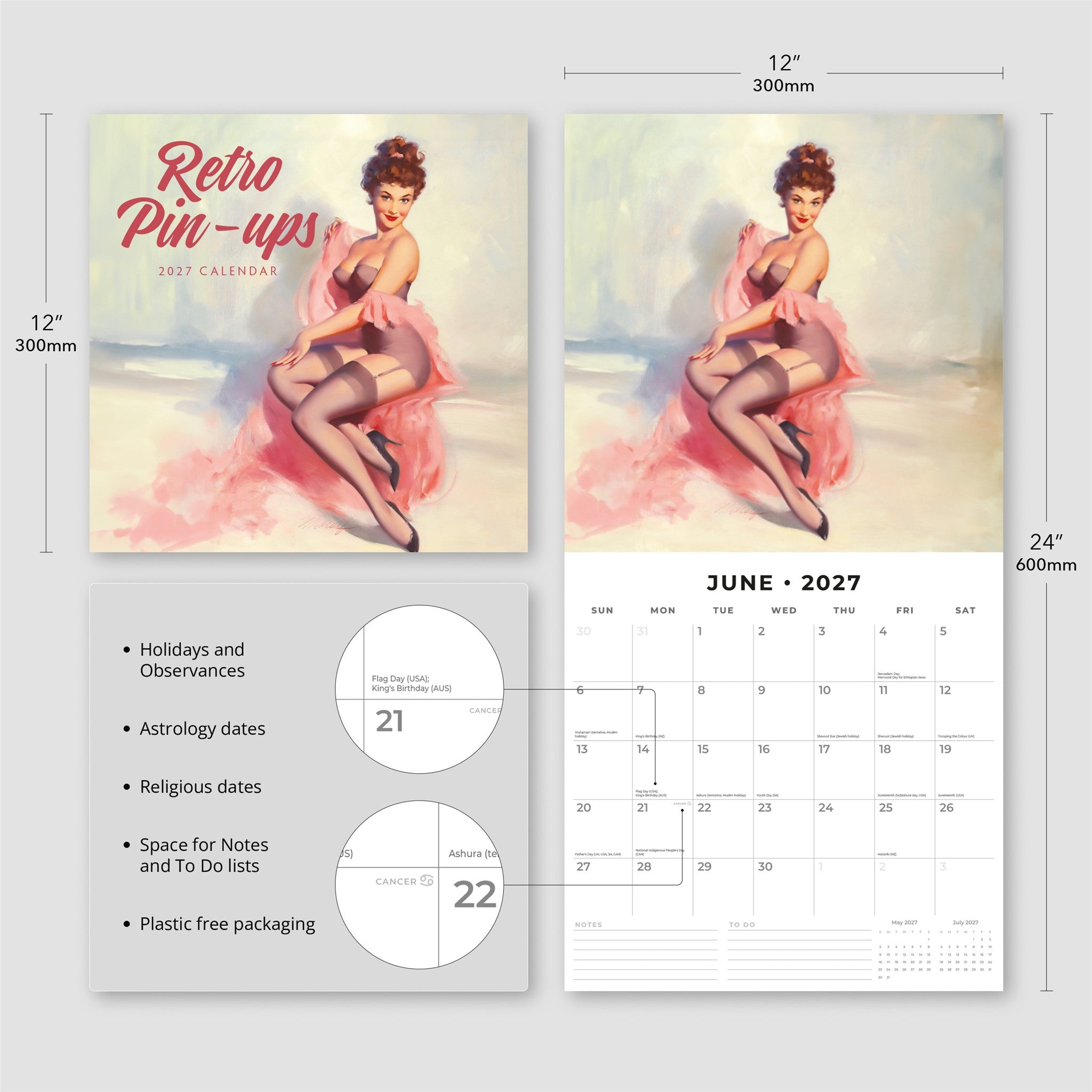 Retro Pin-ups 2027 Wall Calendar