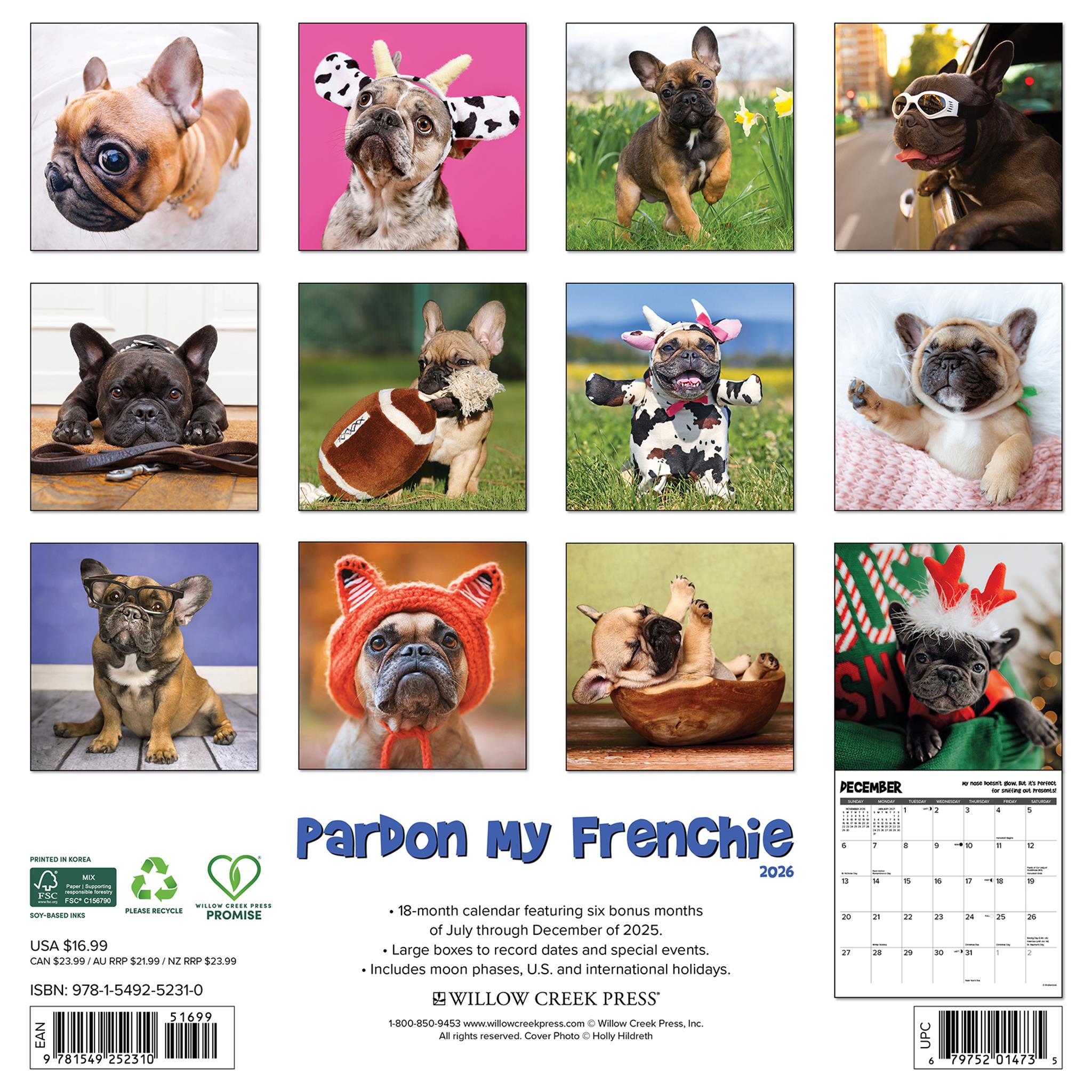 Calendrier mural Pardon My Frenchie 2026