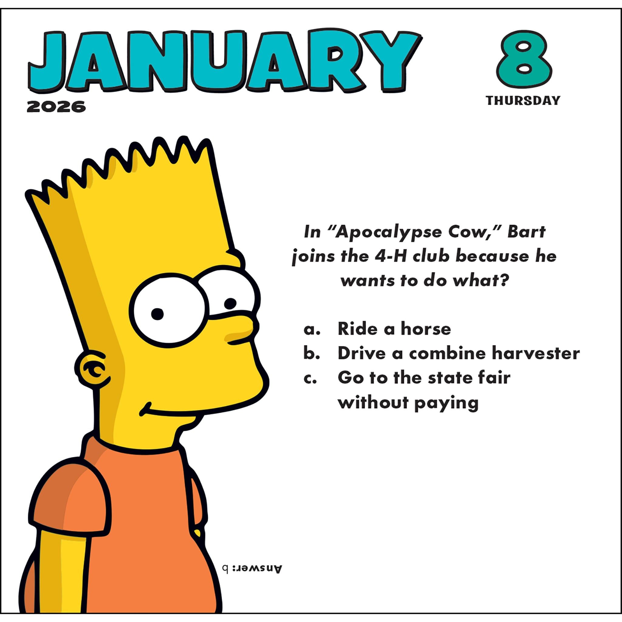 Calendrier de la boîte Simpsons 2026