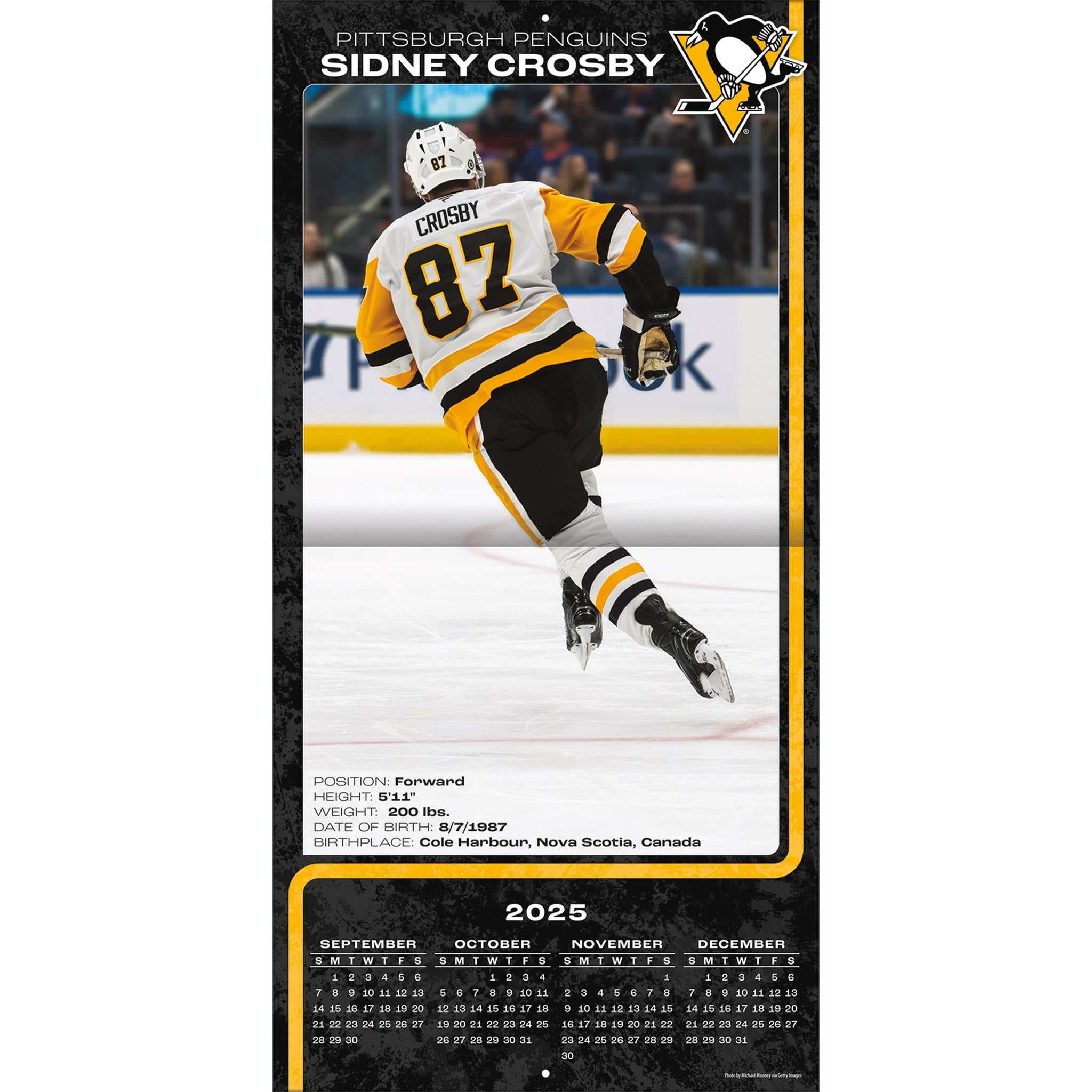 Calendrier mural 2026 de Sidney Crosby, Penguins de Pittsburgh (NHL)