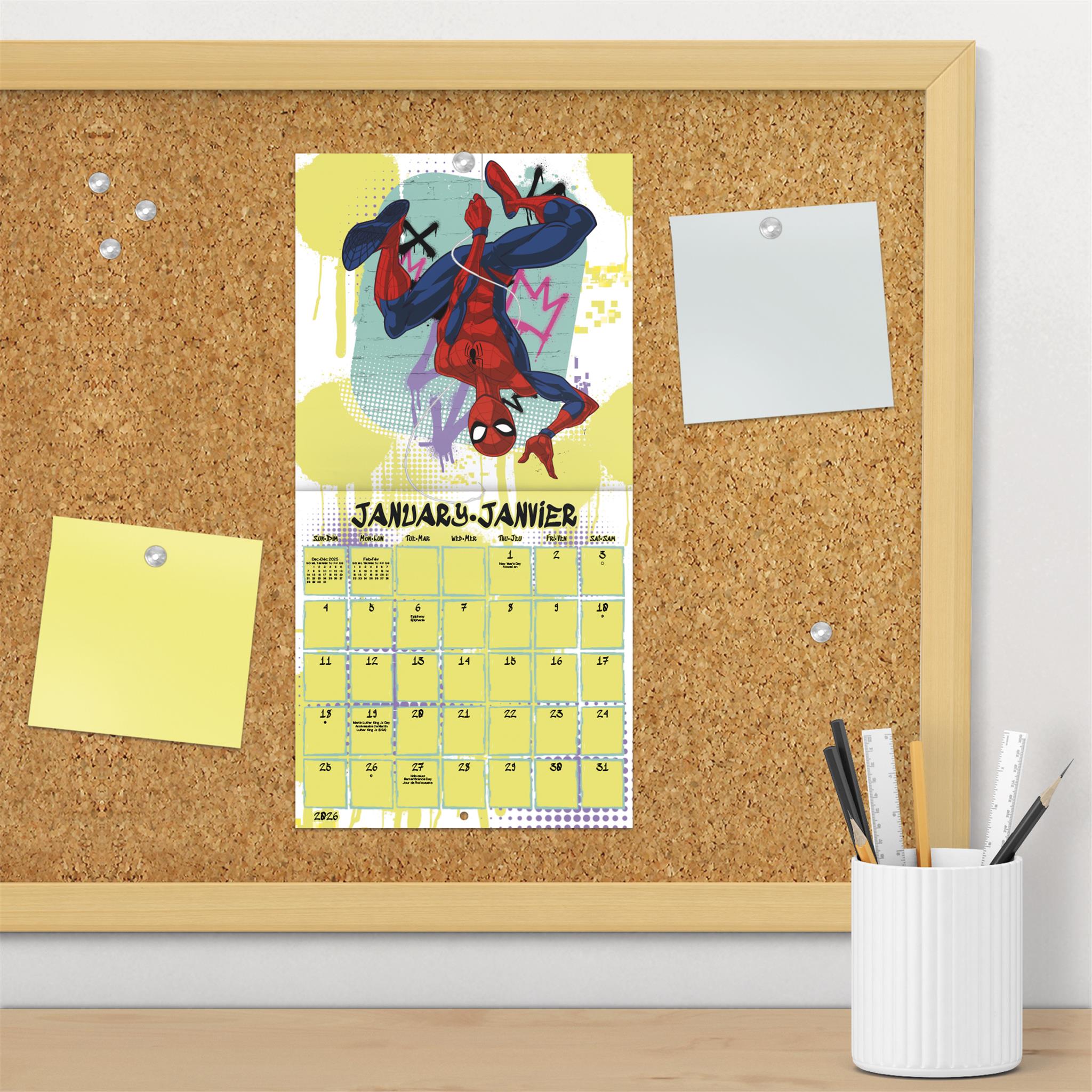 Mini-calendrier bilingue Spider-Man 2026