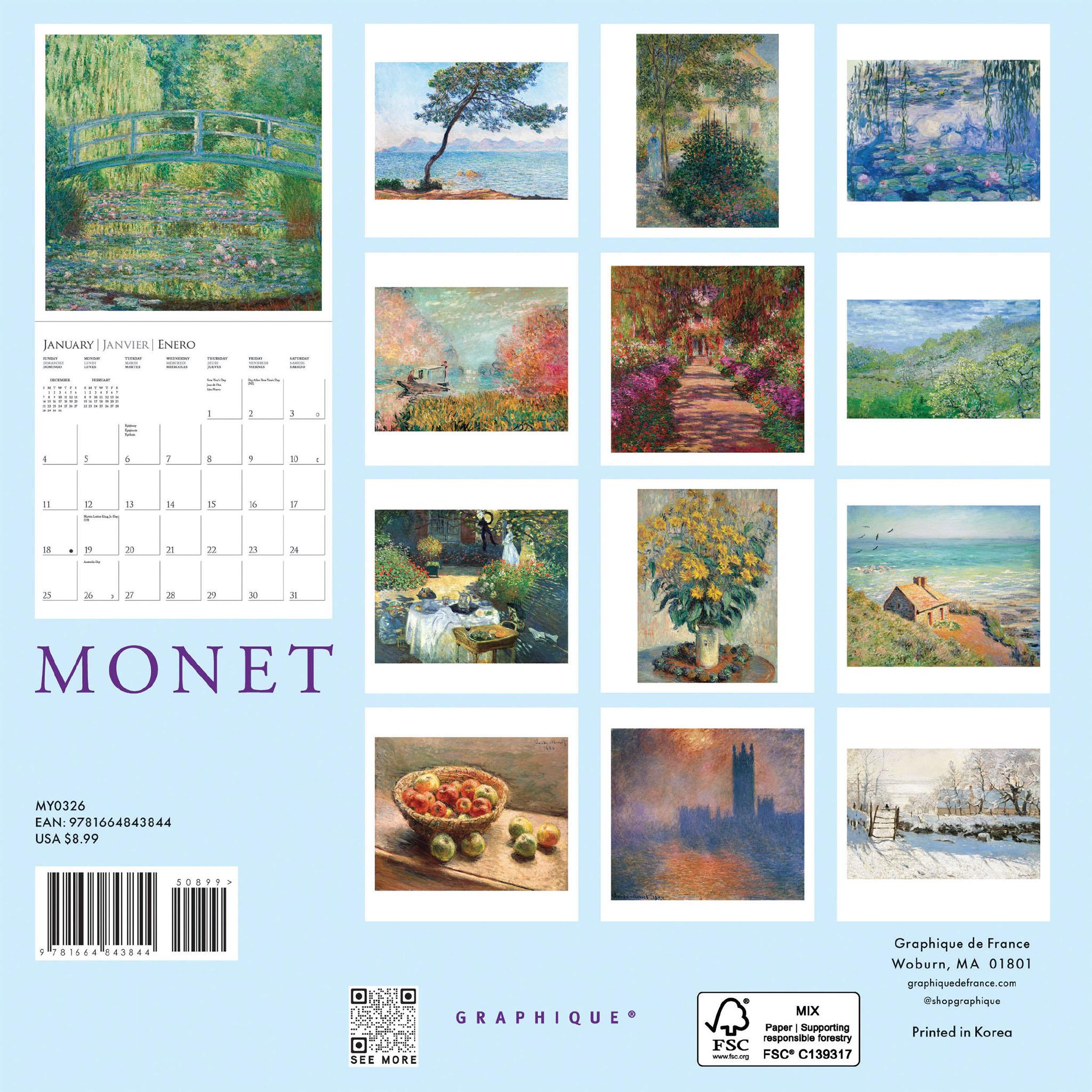 Mini-calendrier Monet 2026 - Disponible uniquement en ligne