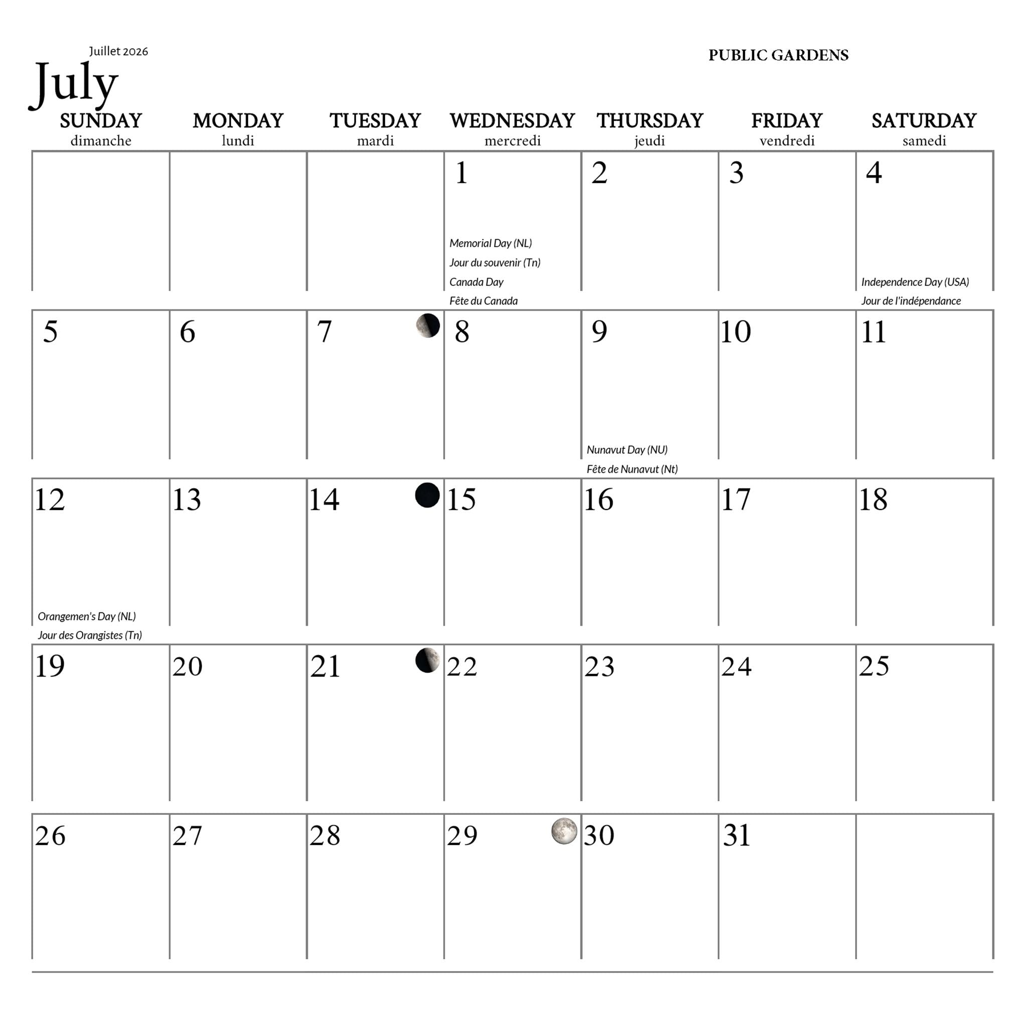 Calendrier mural Halifax 2026