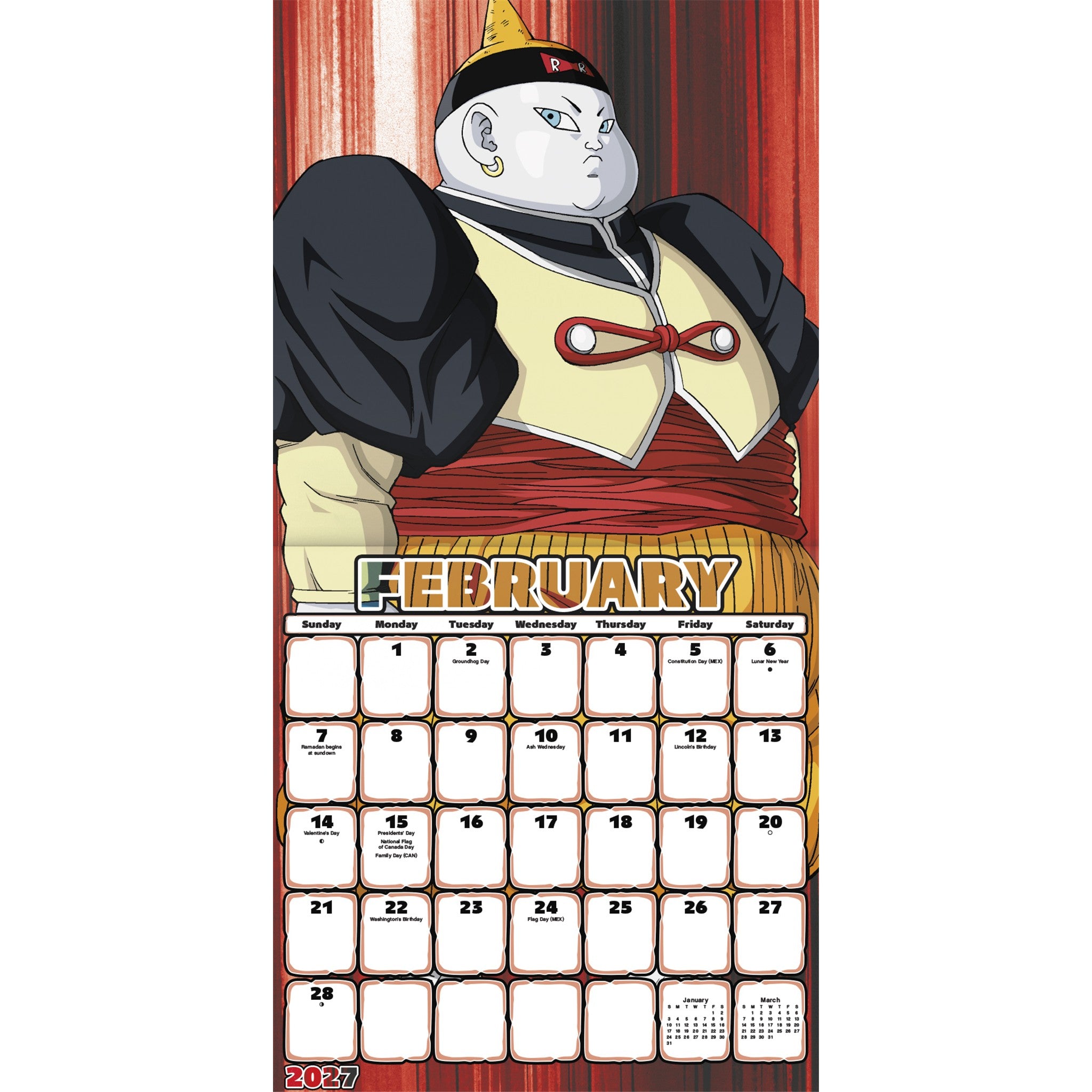 Calendrier mural Dragon Ball Z 2027