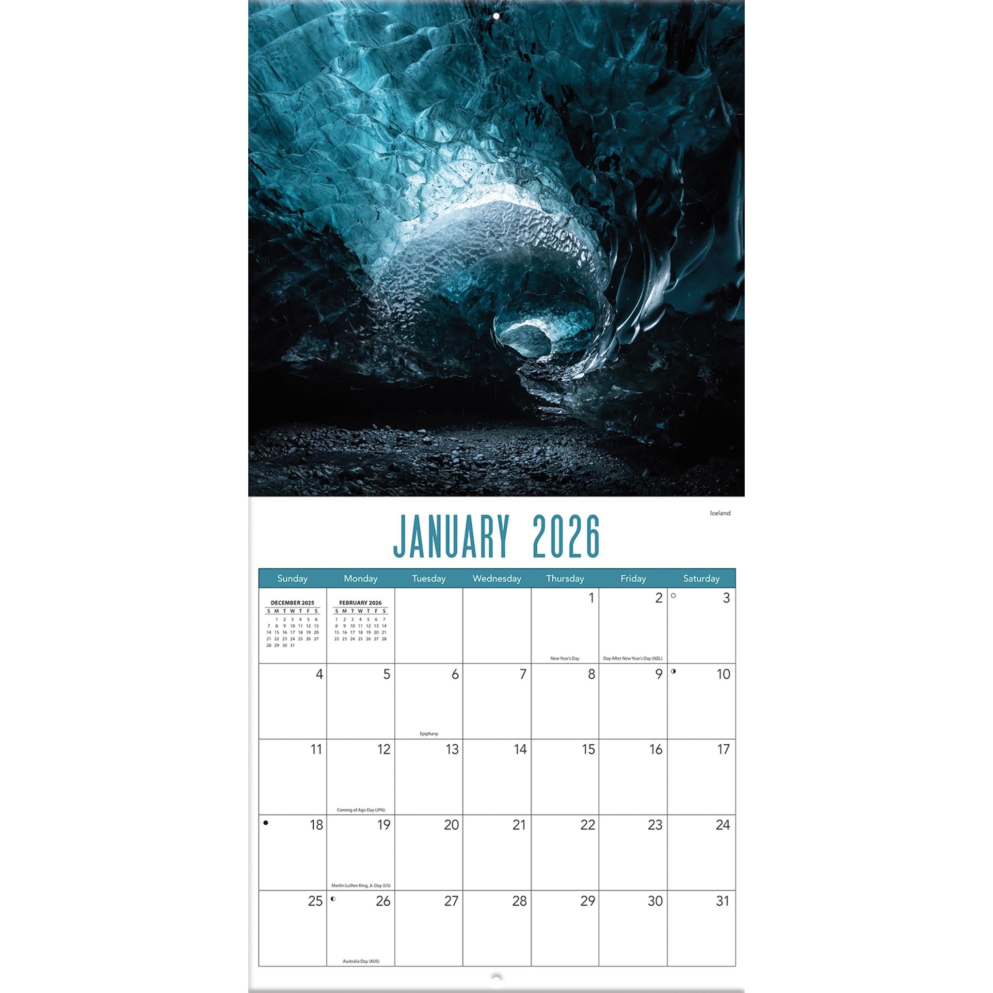 Caves 2026 Wall Calendar