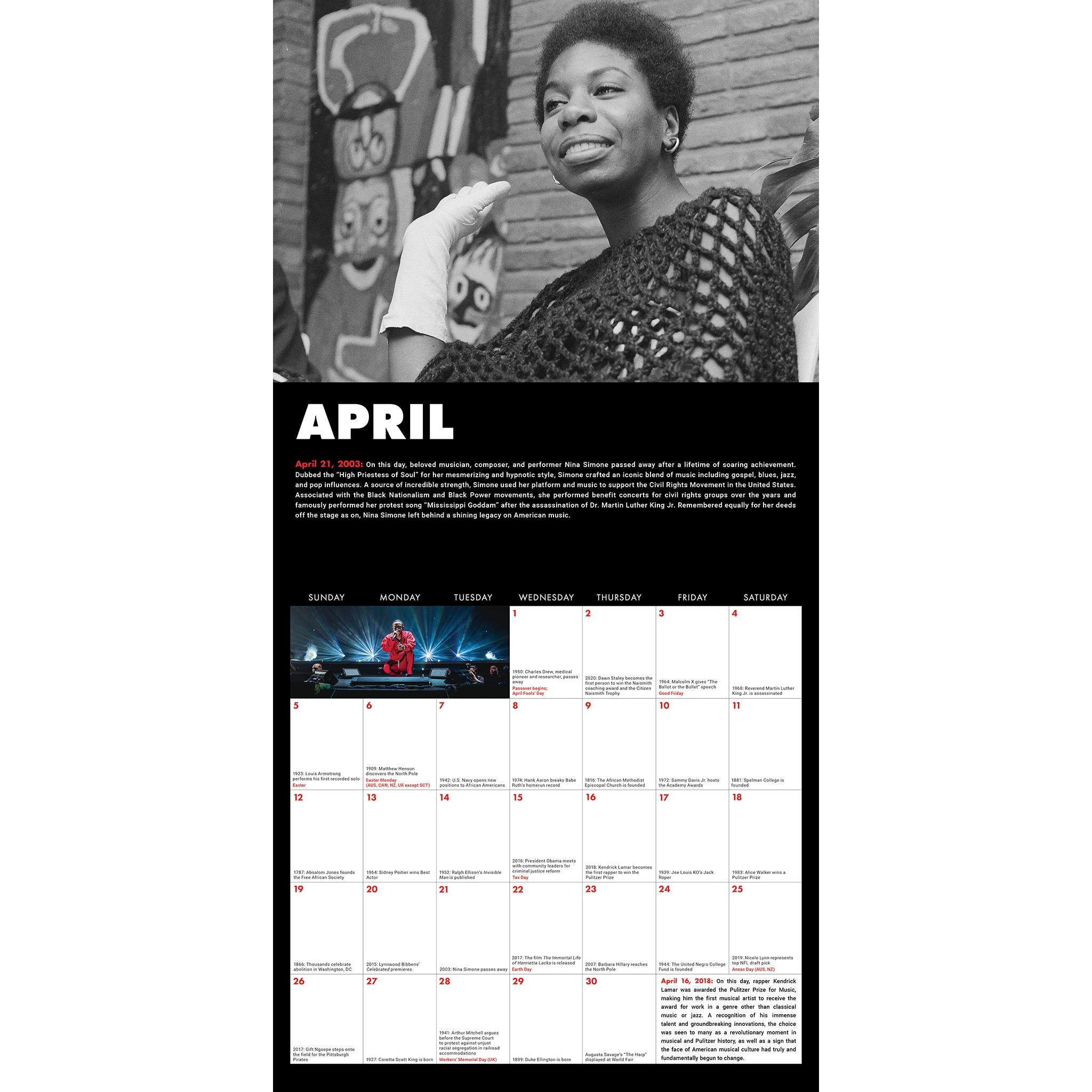 Calendrier mural 2026 « Ce jour-là dans l’histoire des Noirs » - Disponible uniquement en ligne