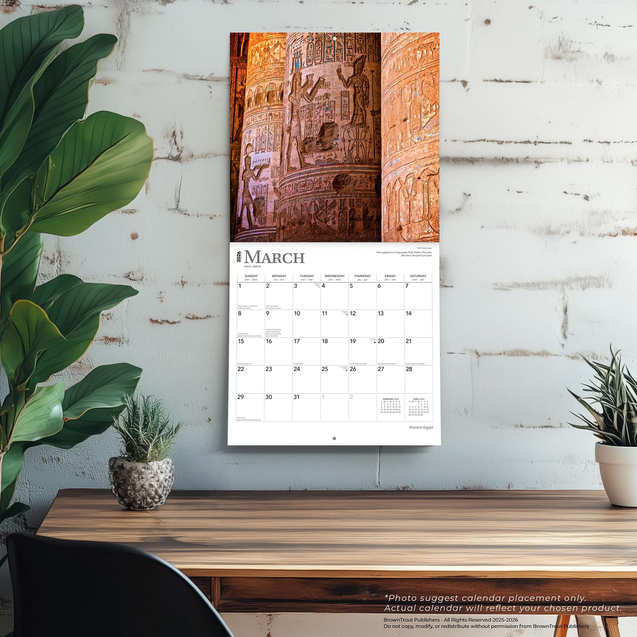 Calendrier mural Égypte antique 2026 - Disponible uniquement en ligne