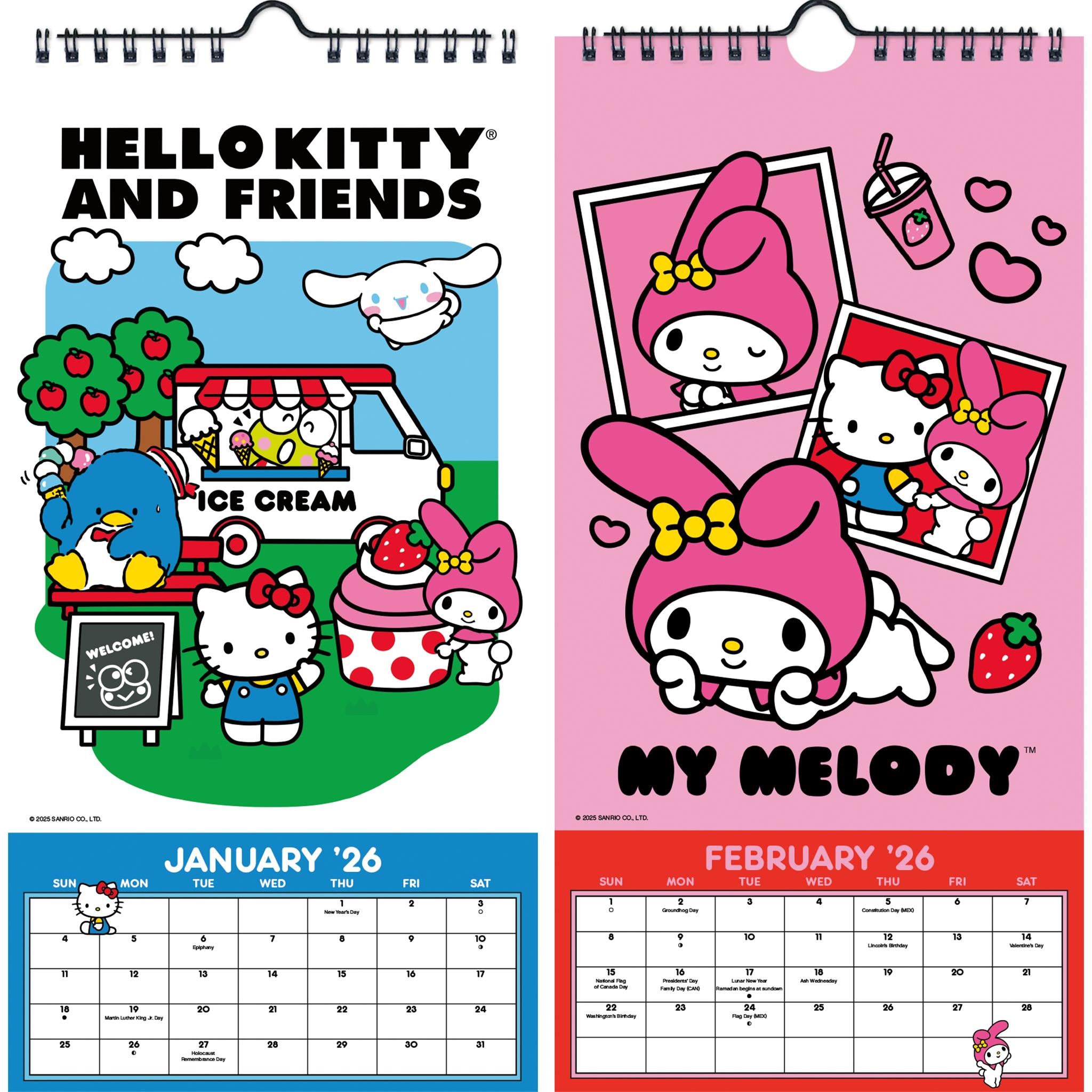 Calendrier mini-poster Hello Kitty et ses amis 2026