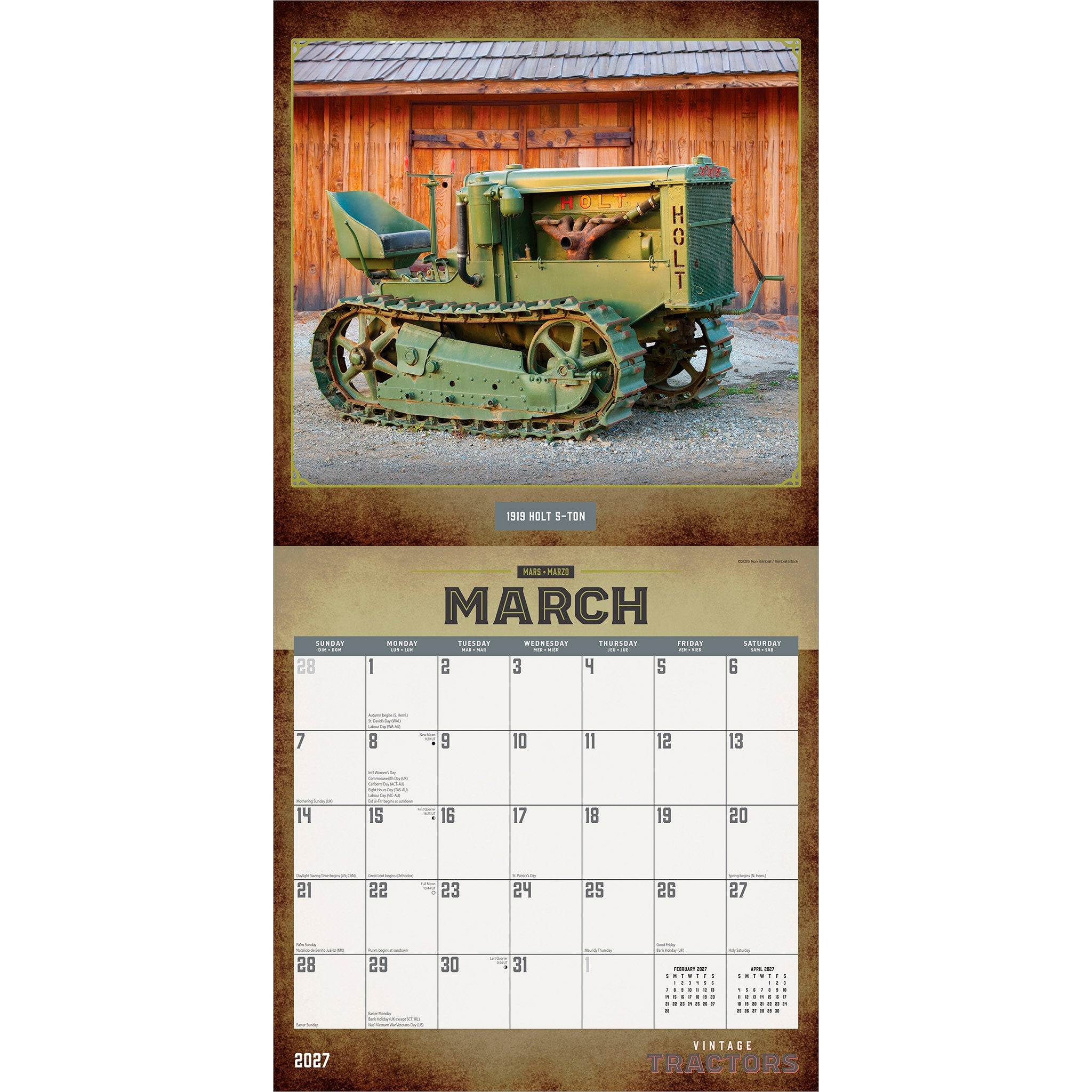 Vintage Tractors 2027 Wall Calendar - Online Only