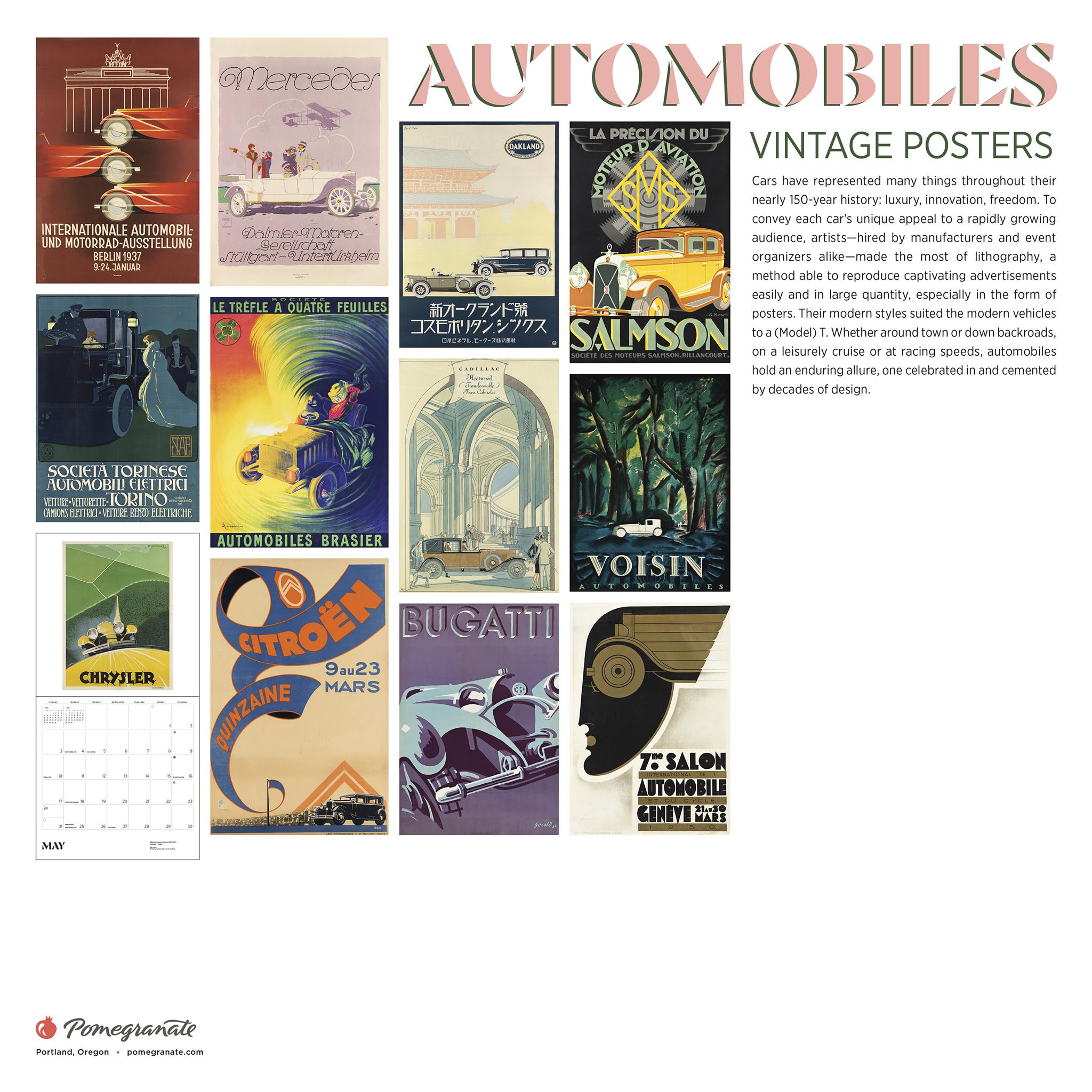 Calendrier mural 2026 : Affiches automobiles vintage – Disponible uniquement en ligne