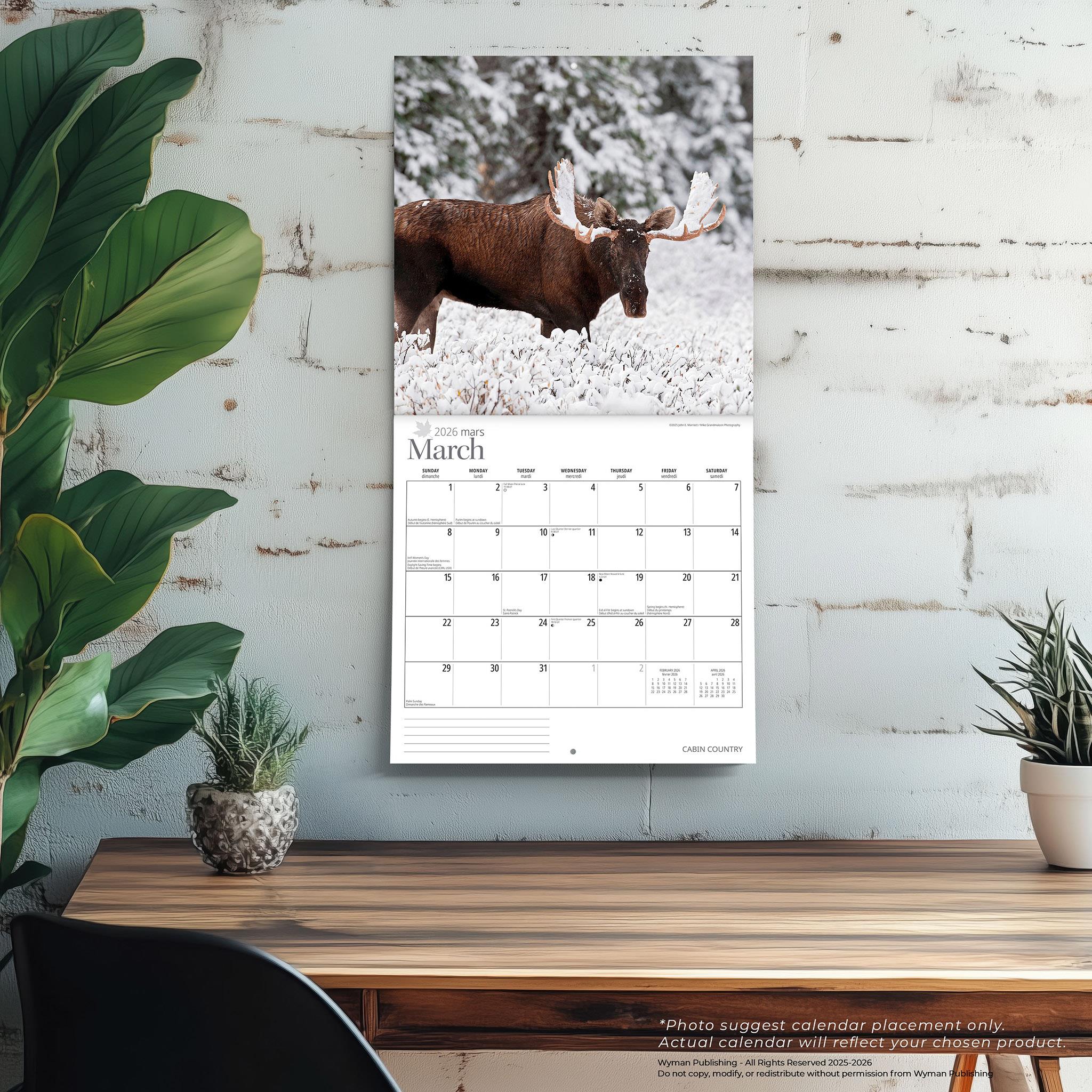 Calendrier mural Cabin Country 2026