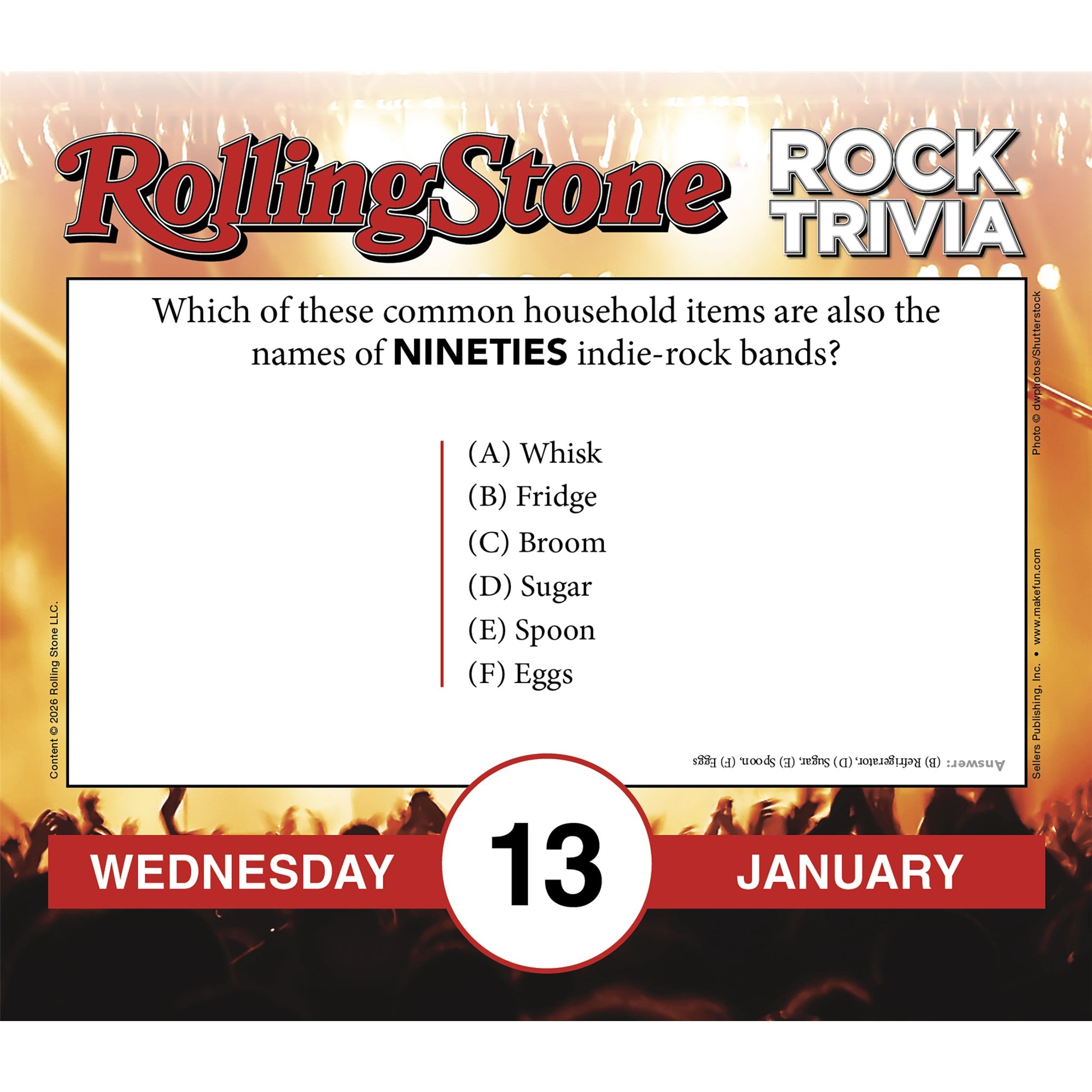 Rolling Stone Rock Trivia 2027 Box Calendar - Online Only