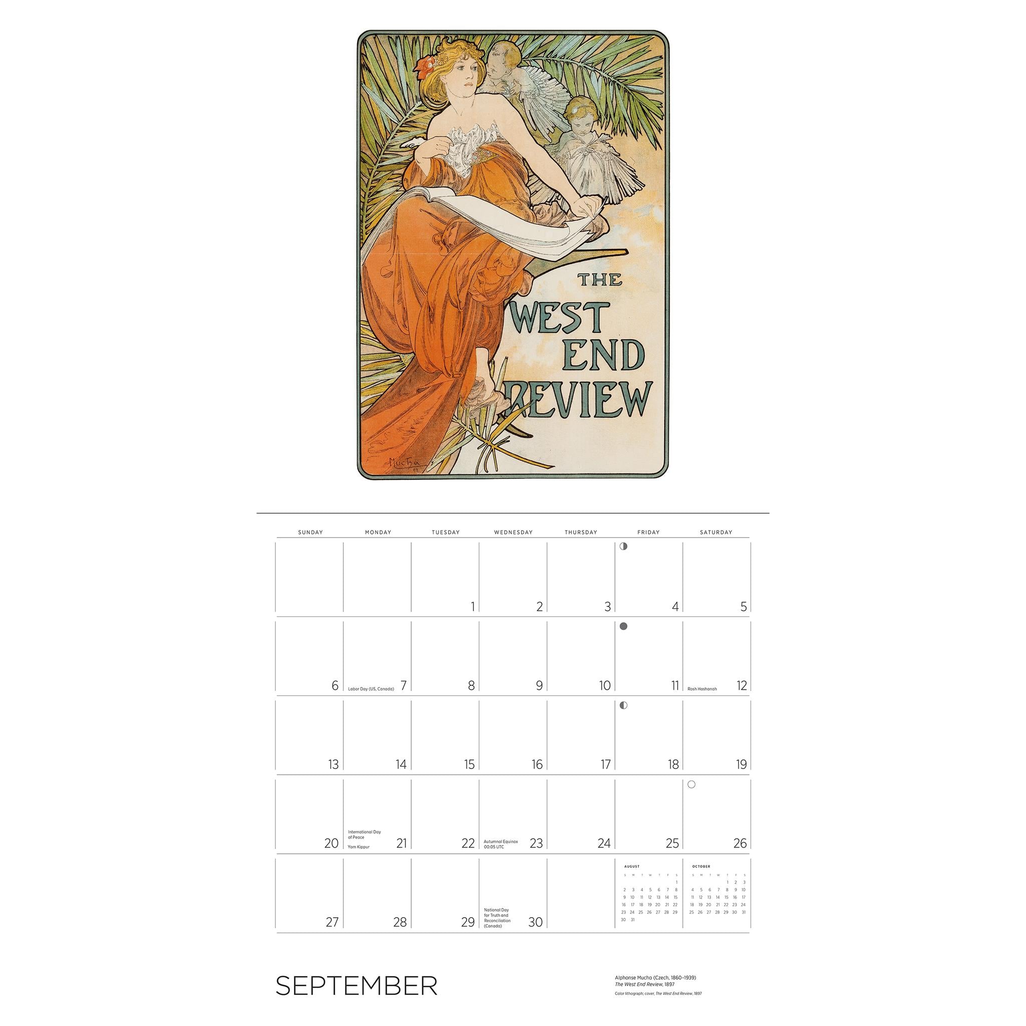 Calendrier mural Alphonse Mucha 2026